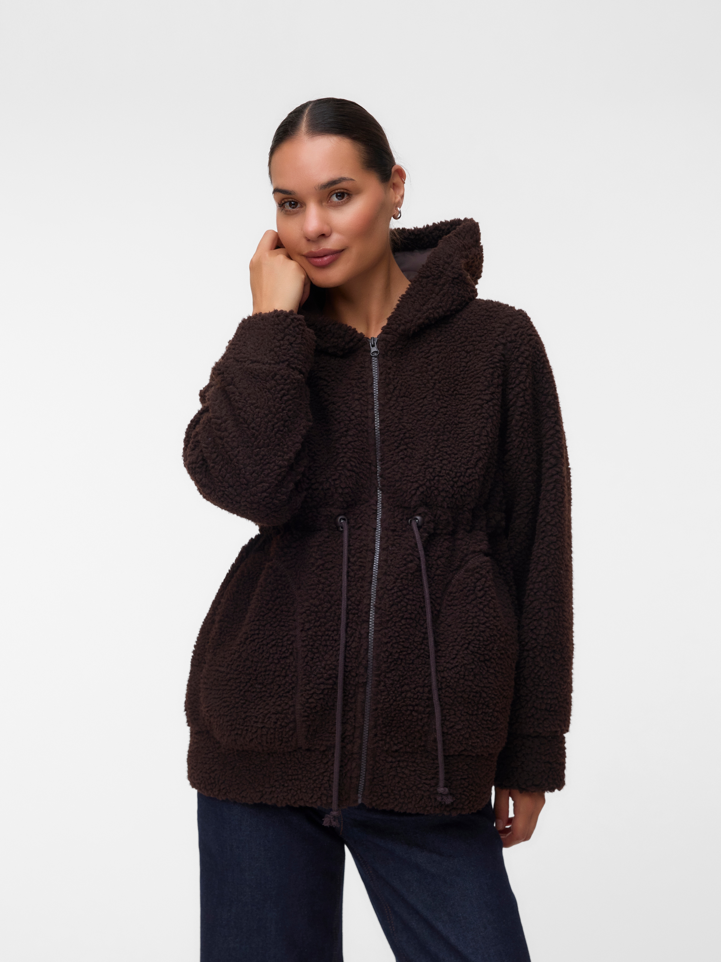 Mamalicious Kapuzenplüschjacke "MLRACHEL 3IN1 TEDDY JACKET NOOS" mit Kapuze Kunstfaser, regular fit