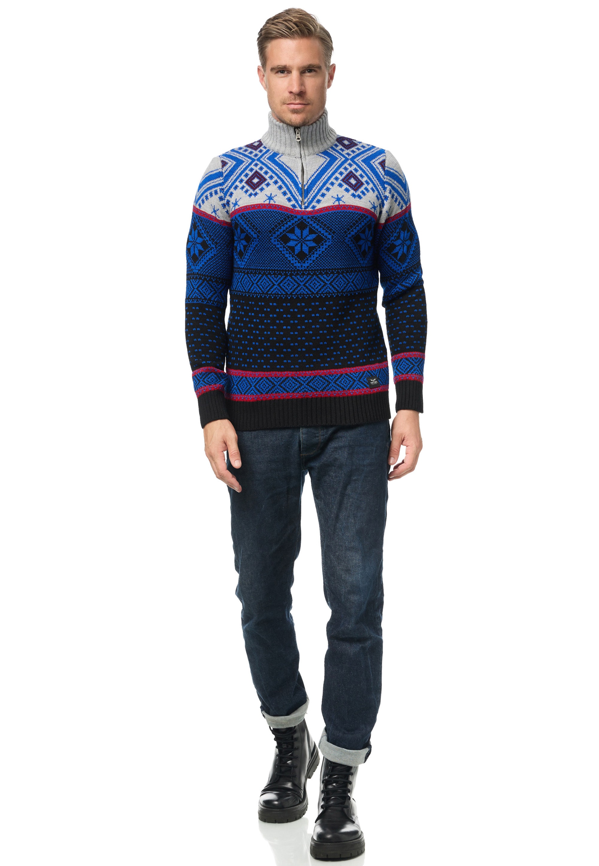 Rusty Neal Strickpullover, mit winterlichem Muster