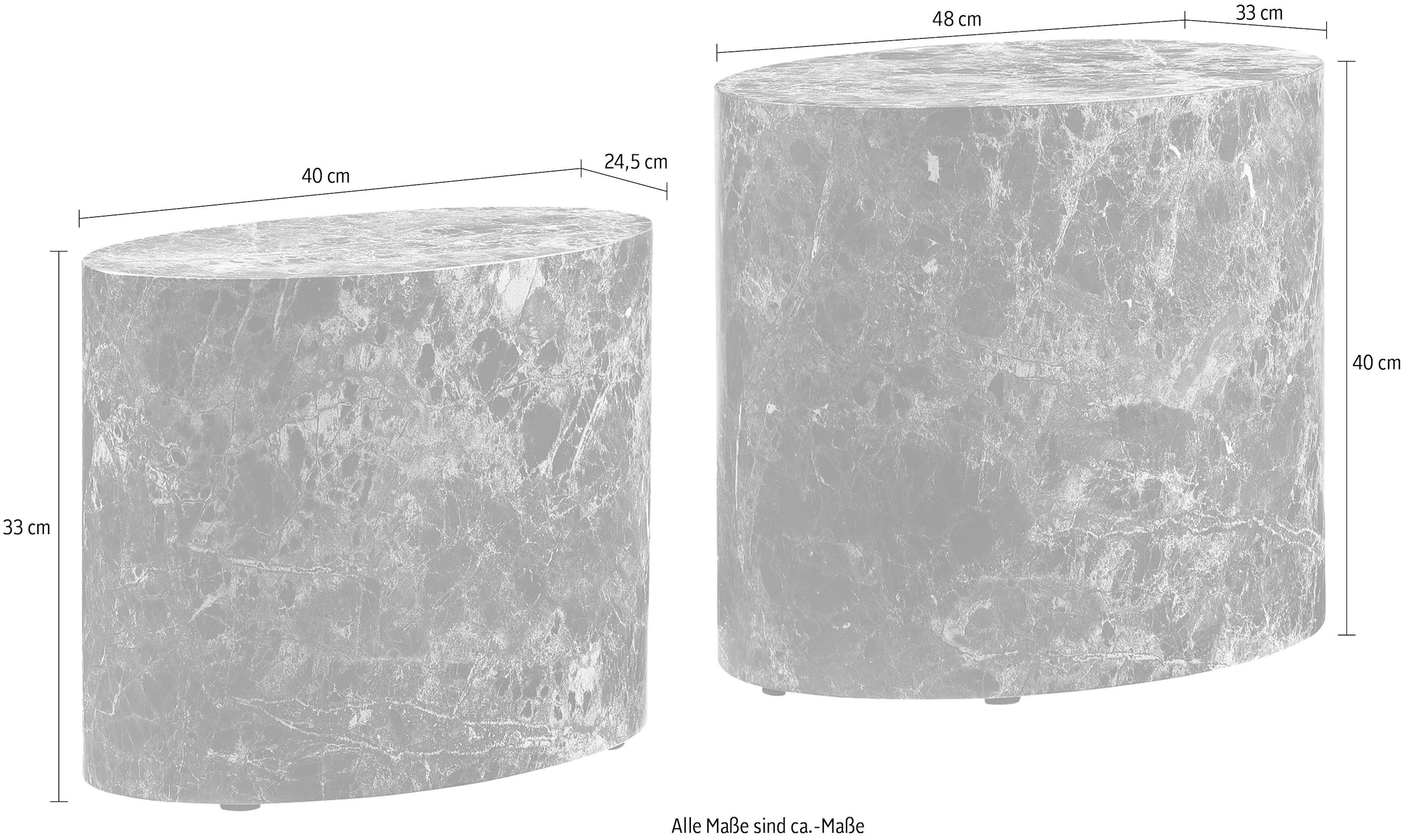 SalesFever Couchtisch, (Set, 2 St., 2er Set), oval, in Marmoroptik foliert