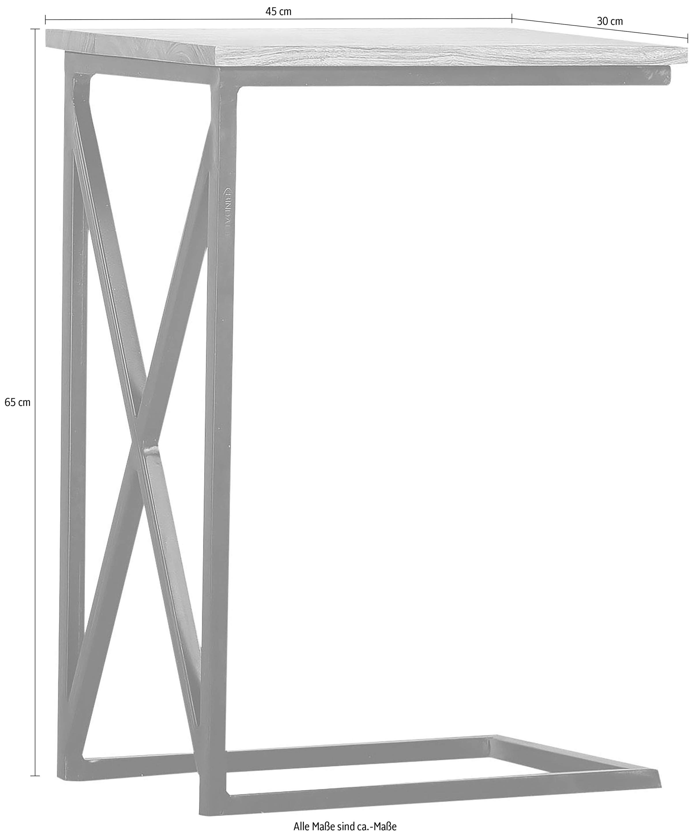 Beistelltisch GUTMANN FACTORY "Firestone", schwarz (schwarz, schwarz, natur), B:45cm H:65cm T:30cm, Tische, Beistelltisch 3