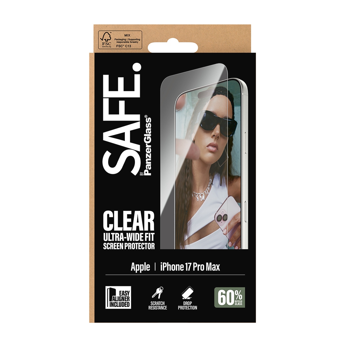 SAFE by PanzerGlass Displayschutzglas »Ultra-Wide Fit Screen Protector«, für Apple iPhone 17 Pro Max, Displayschutzfolie, Schutzfolie, Bildschirmschutz, kratz- & stoßfest