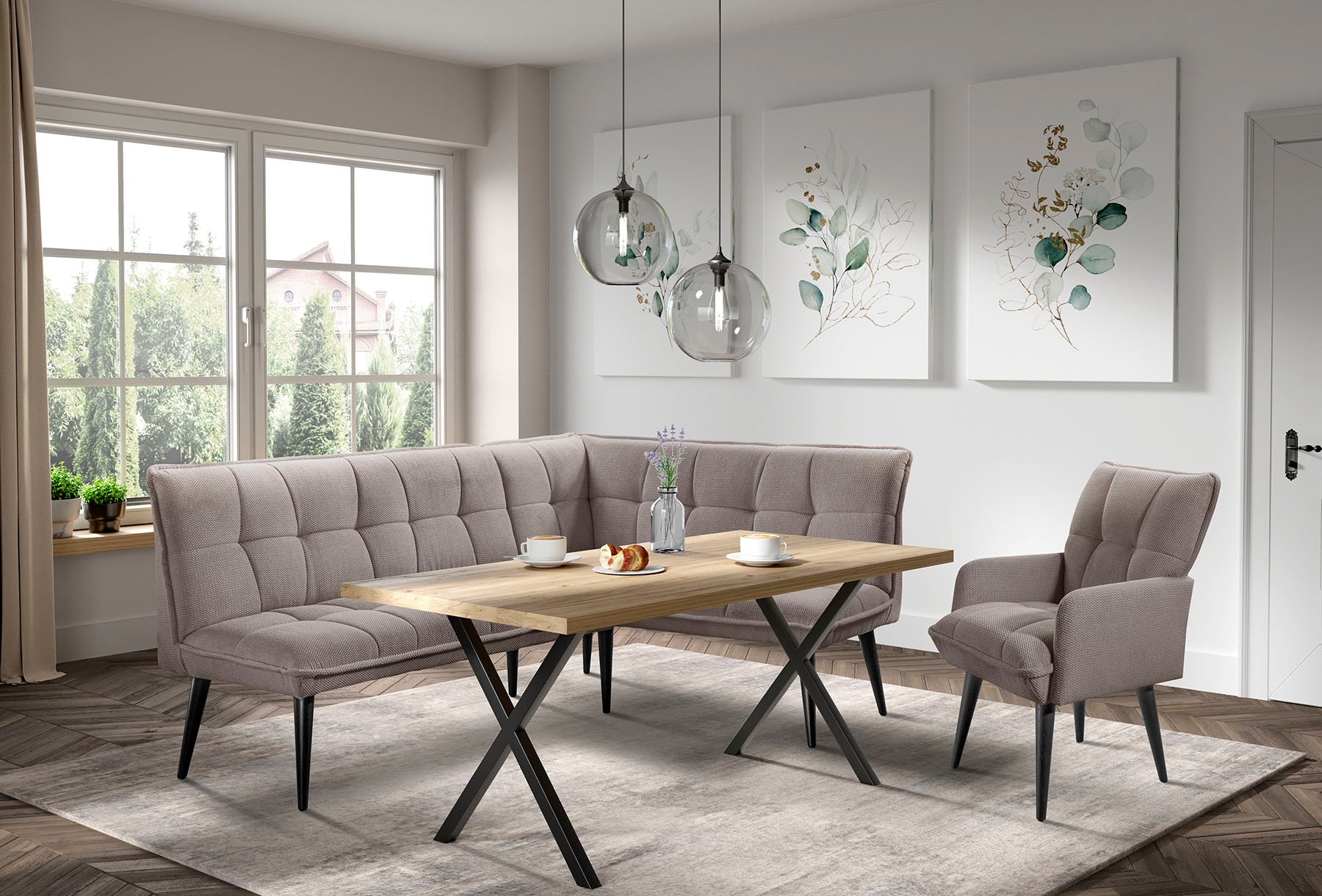 Eckbank, B:240cm H:94cm T:161cmlatte, EXXPO - SOFA FASHION, Esszimmer, Sitzbänke, "Mocca Essbank, Sitzbank", hoher Sitzkomfort, bequem und elegant,