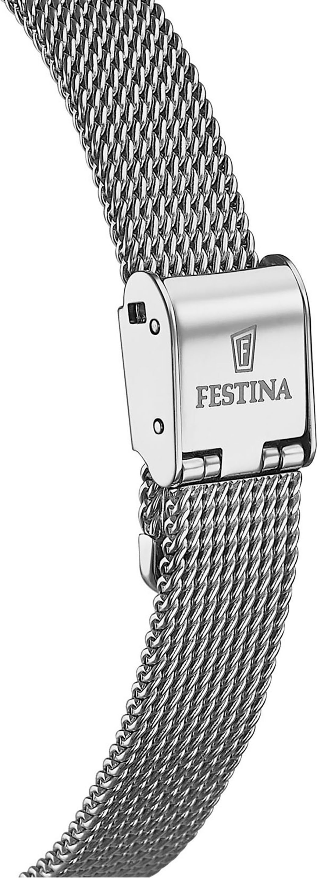 Festina Quarzuhr »Mademoiselle« Armbanduhr, Damenuhr, Edelstahlarmband, analog, Zirkonia (synth.)