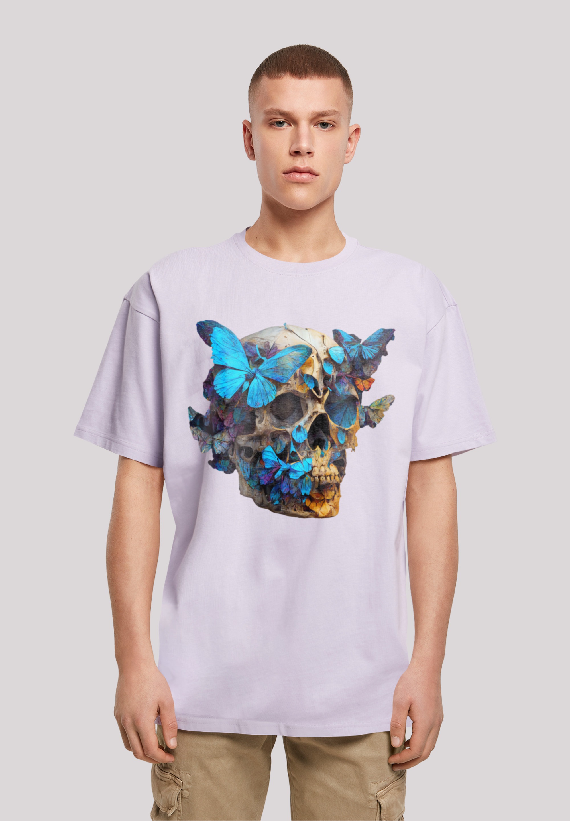 F4NT4STIC T-Shirt »Schmetterling Skull OVERSIZE TEE«, Print