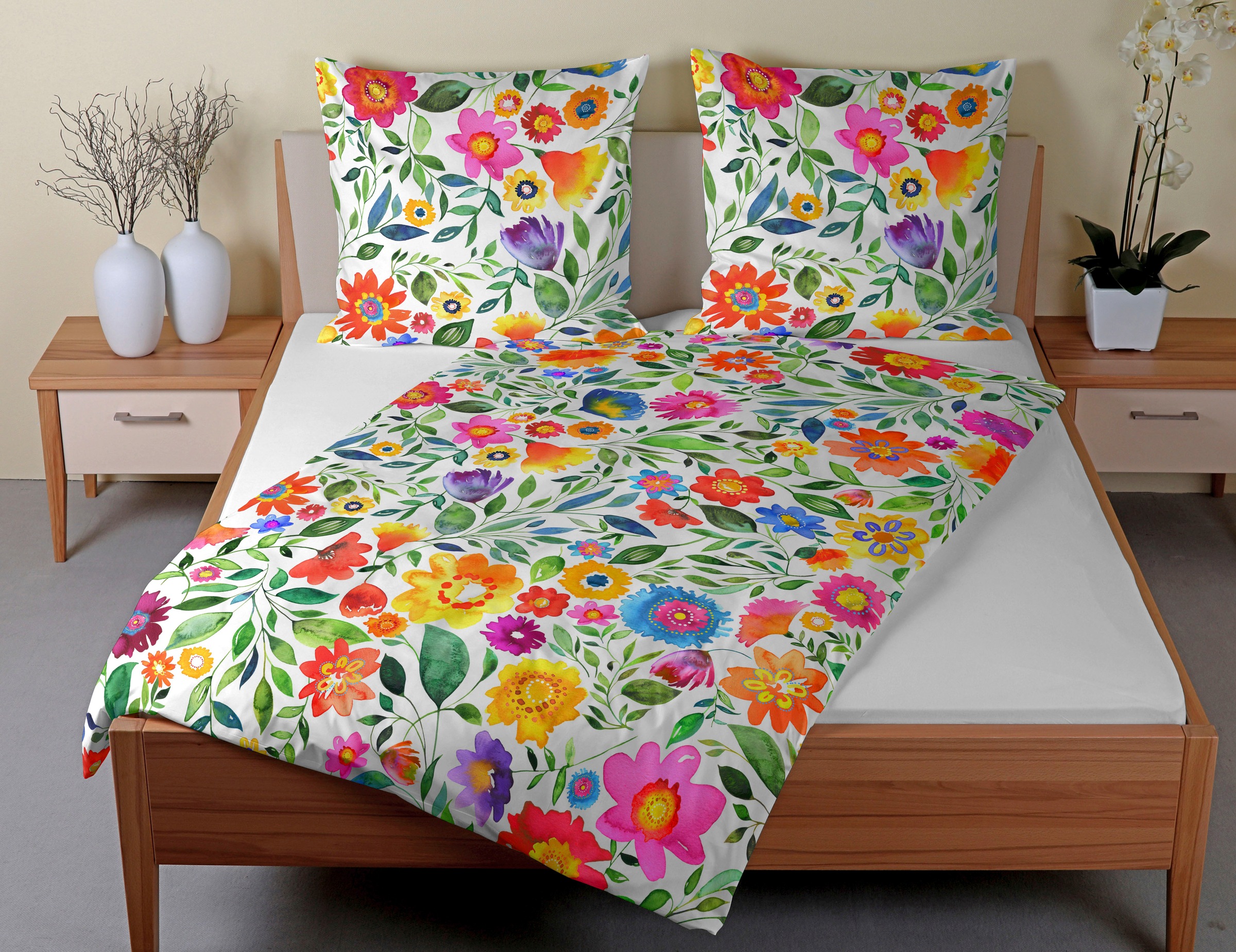 CASATEX Bettwäsche "Malinda" 2 Stk. frühlingshafte frische Farben, Blumenwi günstig online kaufen