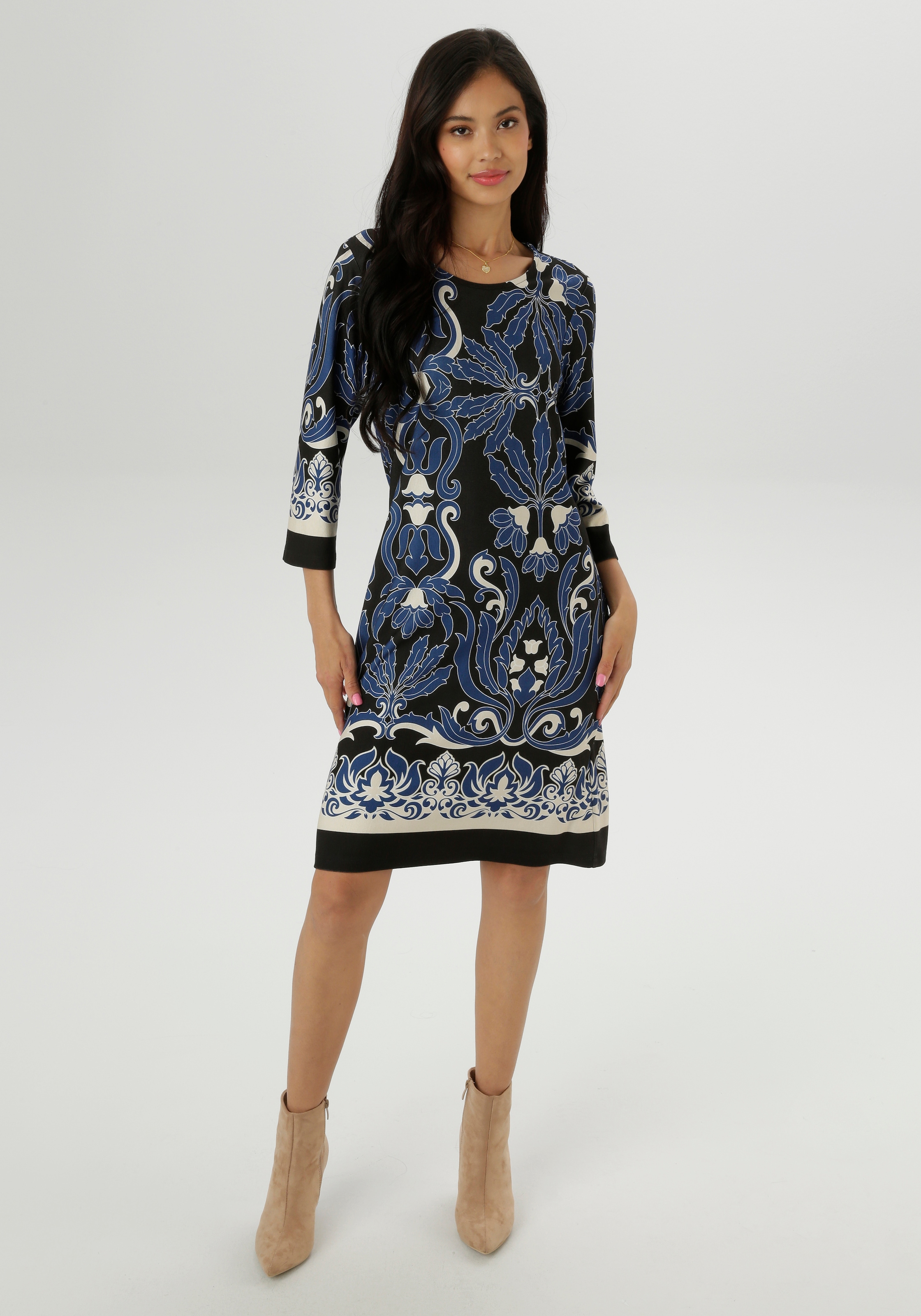 Aniston SELECTED Jerseykleid, mit Ornamenten- und Rankendruck Allover - NEU günstig online kaufen