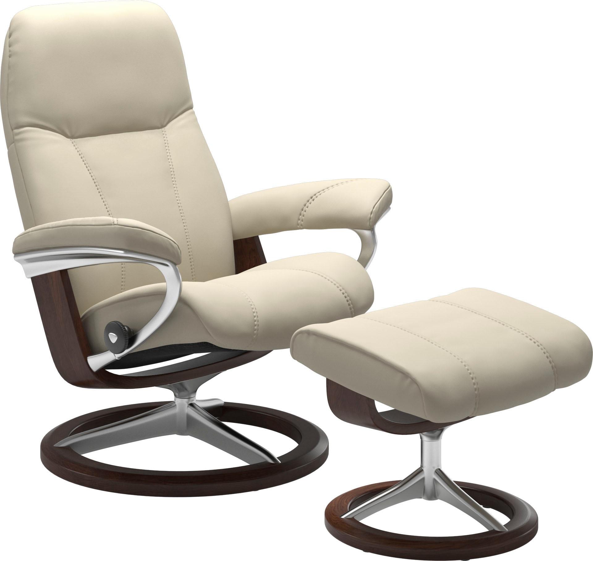 Stressless Relaxsessel "Consul" Set, Relaxsessel mit Hocker, mit Hocker, mit Signature Base, Größe M, Gestell Braun
