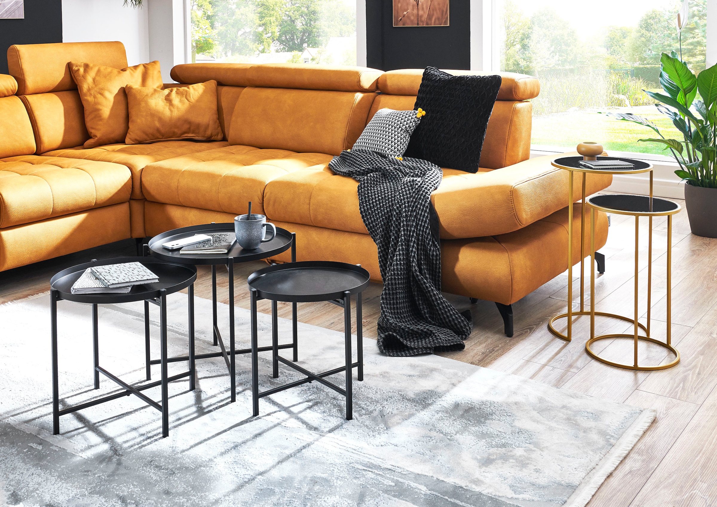HAKU Beistelltisch »Sofatisch, Wohnzimmertisch« Set, 3er Set, 3 Stk. tlg. rund - aus Metall Schwarz - Ø/H 39/37 und 43/40 und 48/43 cm