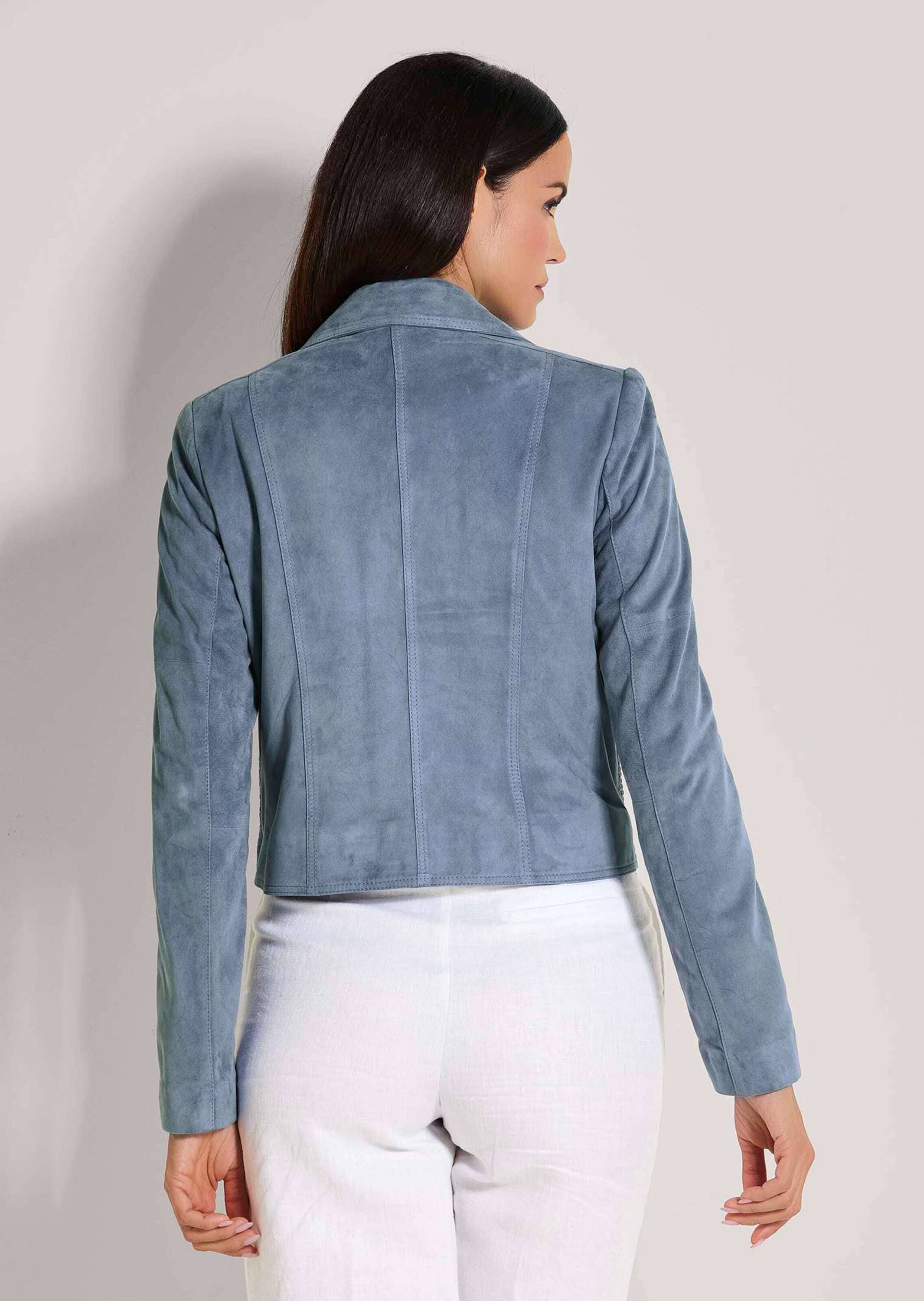 MADELEINE Lederjacke »Lederjacke Kurze Bikerjacke aus softem Ziegenvelours«