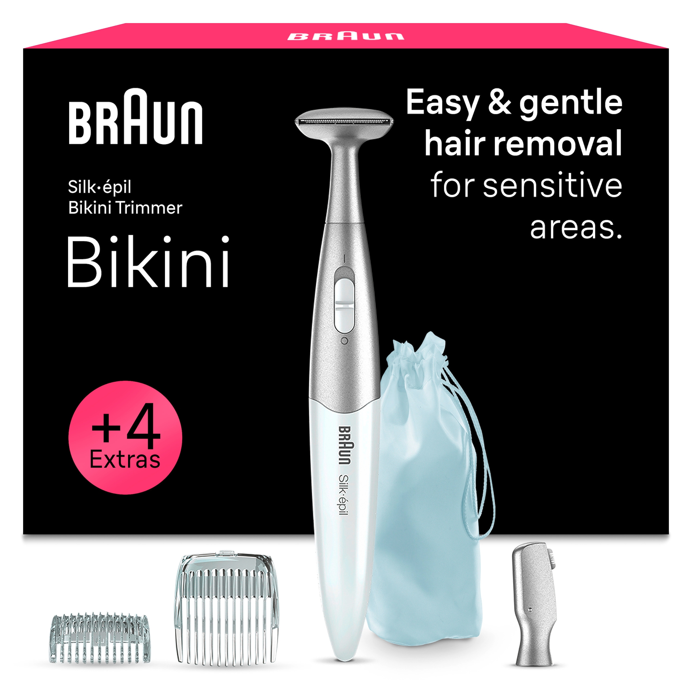 Braun Körper- und Bikinitrimmer »FG1100« Silk·épil Bikini Trimmer, Präzisions-Trimmer & Styler, +4 Extras, Weiß