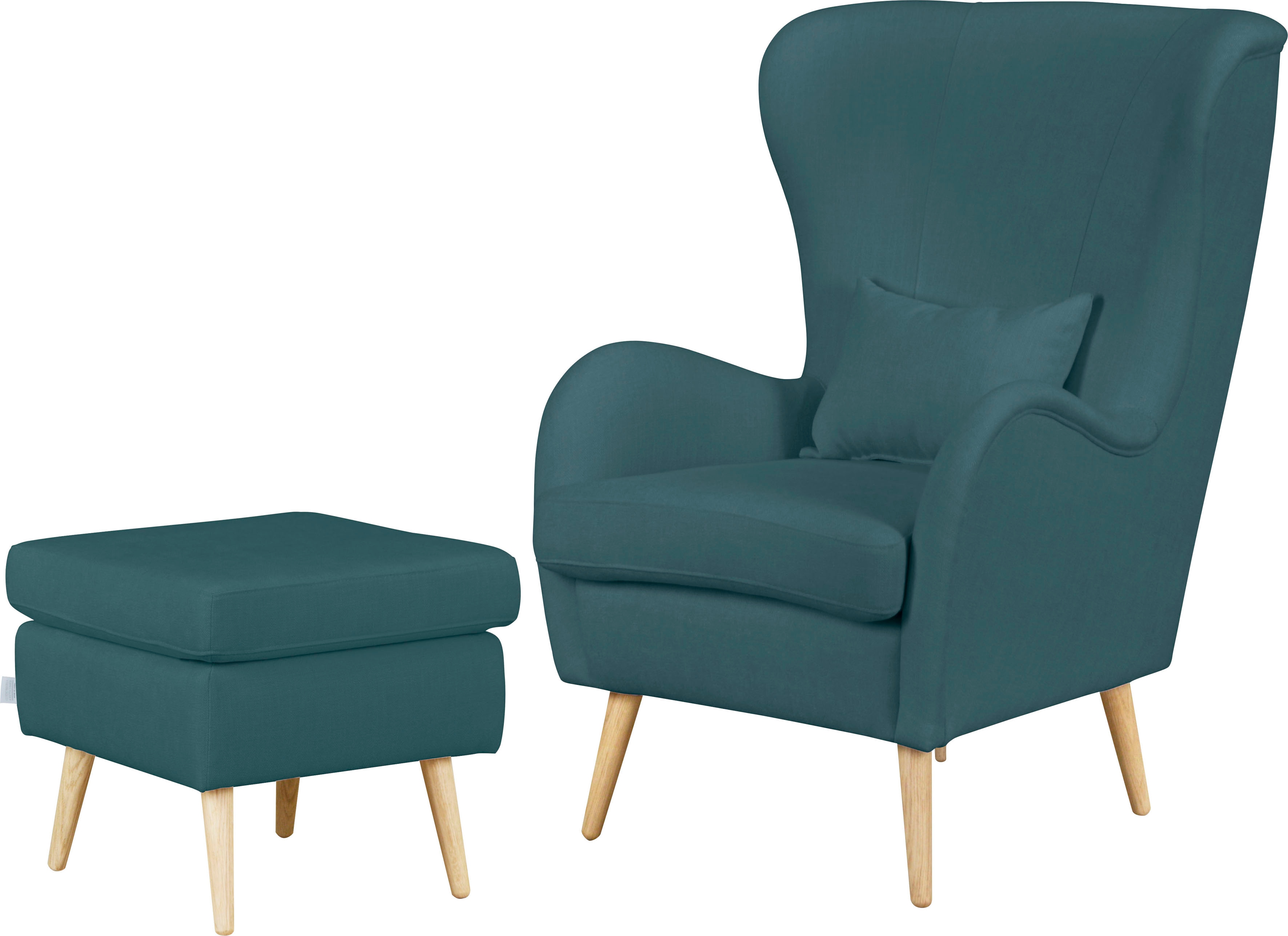 OTTO home Sessel "Salla auch in Fellimitat und Feincord, viele Bezugsarten, Ohrensessel" wahlweise mit oder ohne Hocker; großer Sessel: Maße B/T/H: 78/94/118cm