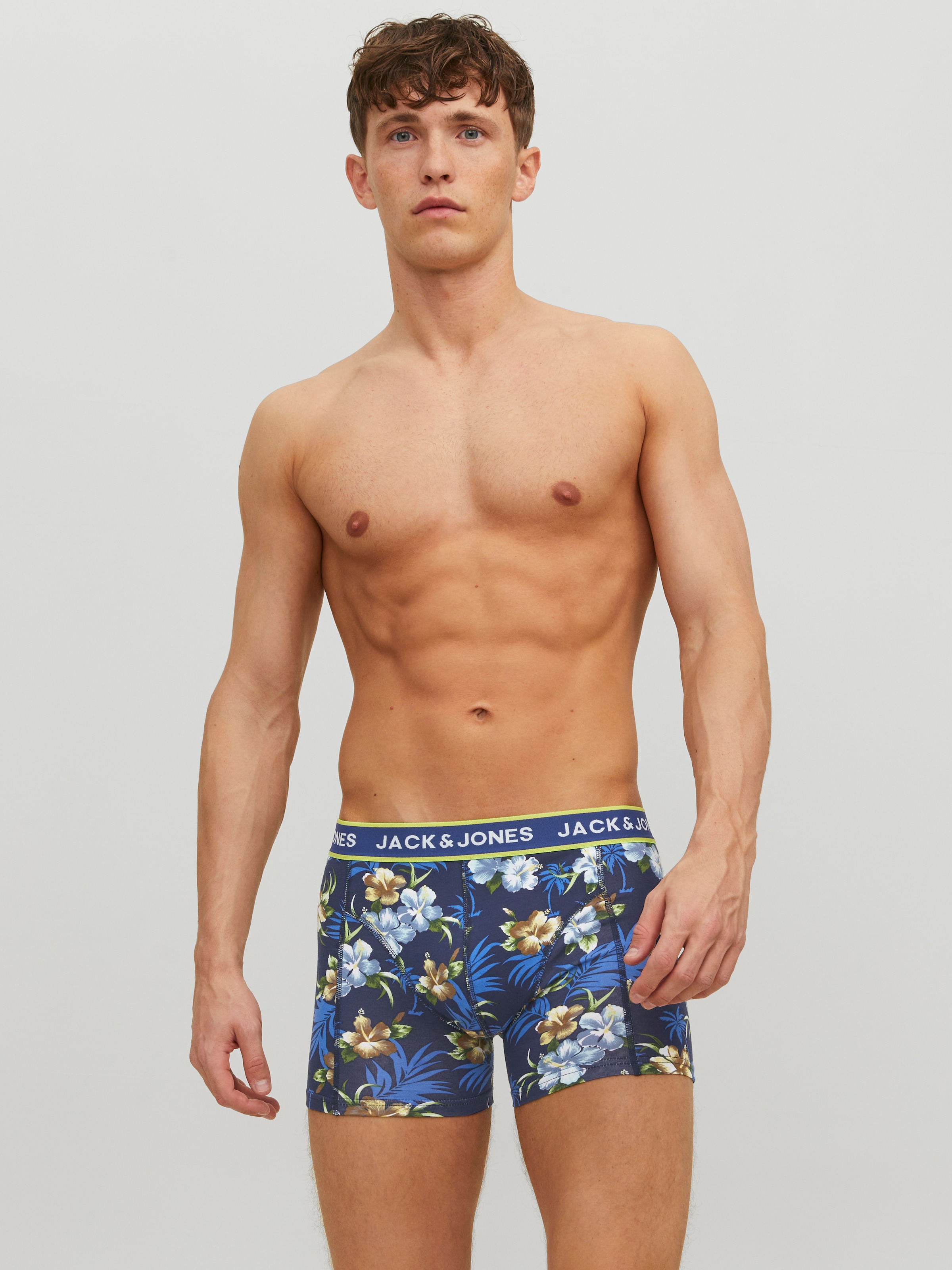 Jack & Jones Trunk »JACFLOWER mit Blumenprint und elastischem Bund« Packung, 3 Stk. bedruckt, modisch, eng anliegend, Baumwollmischung, Bündchen