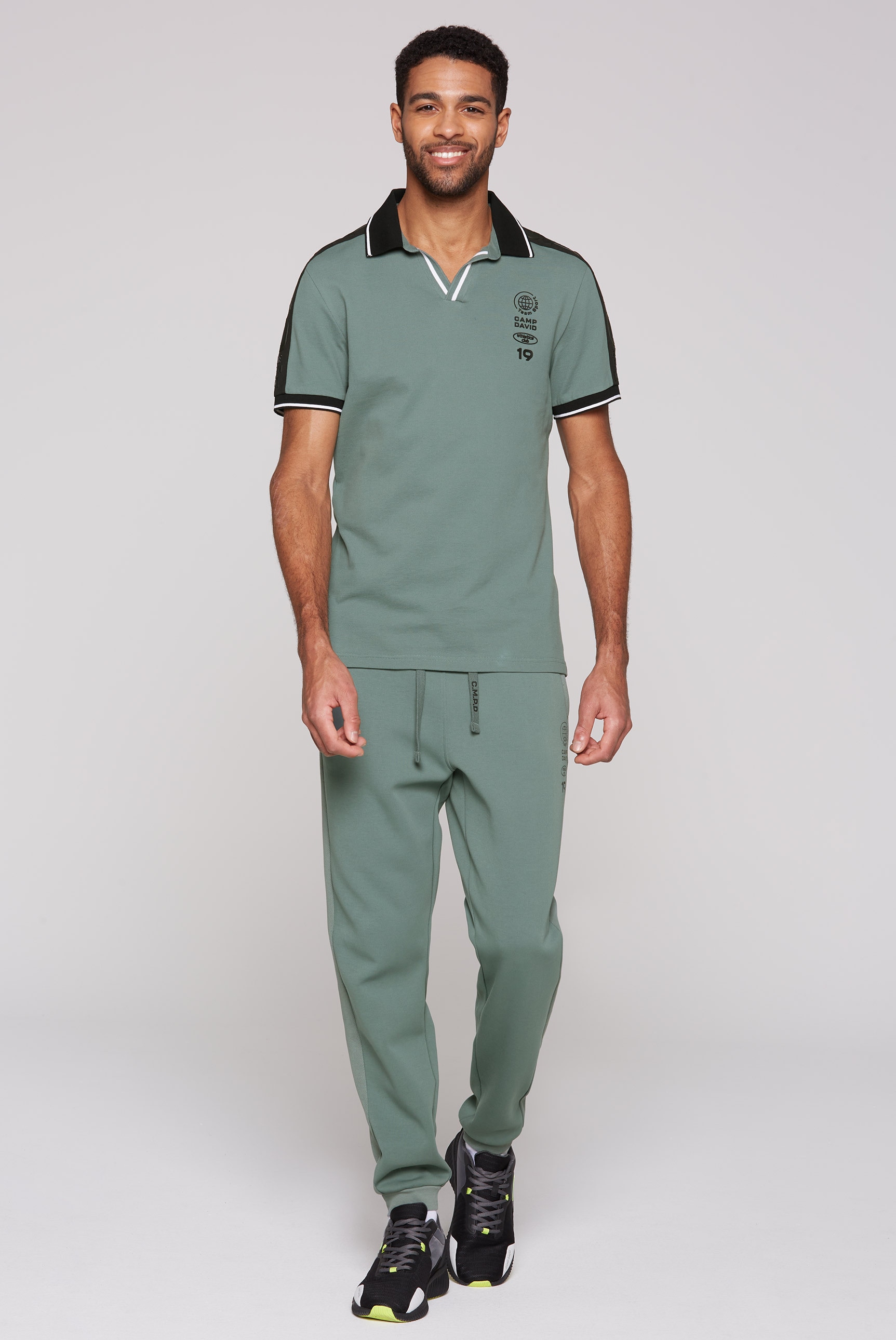 CAMP DAVID Poloshirt, mit V-Ausschnitt