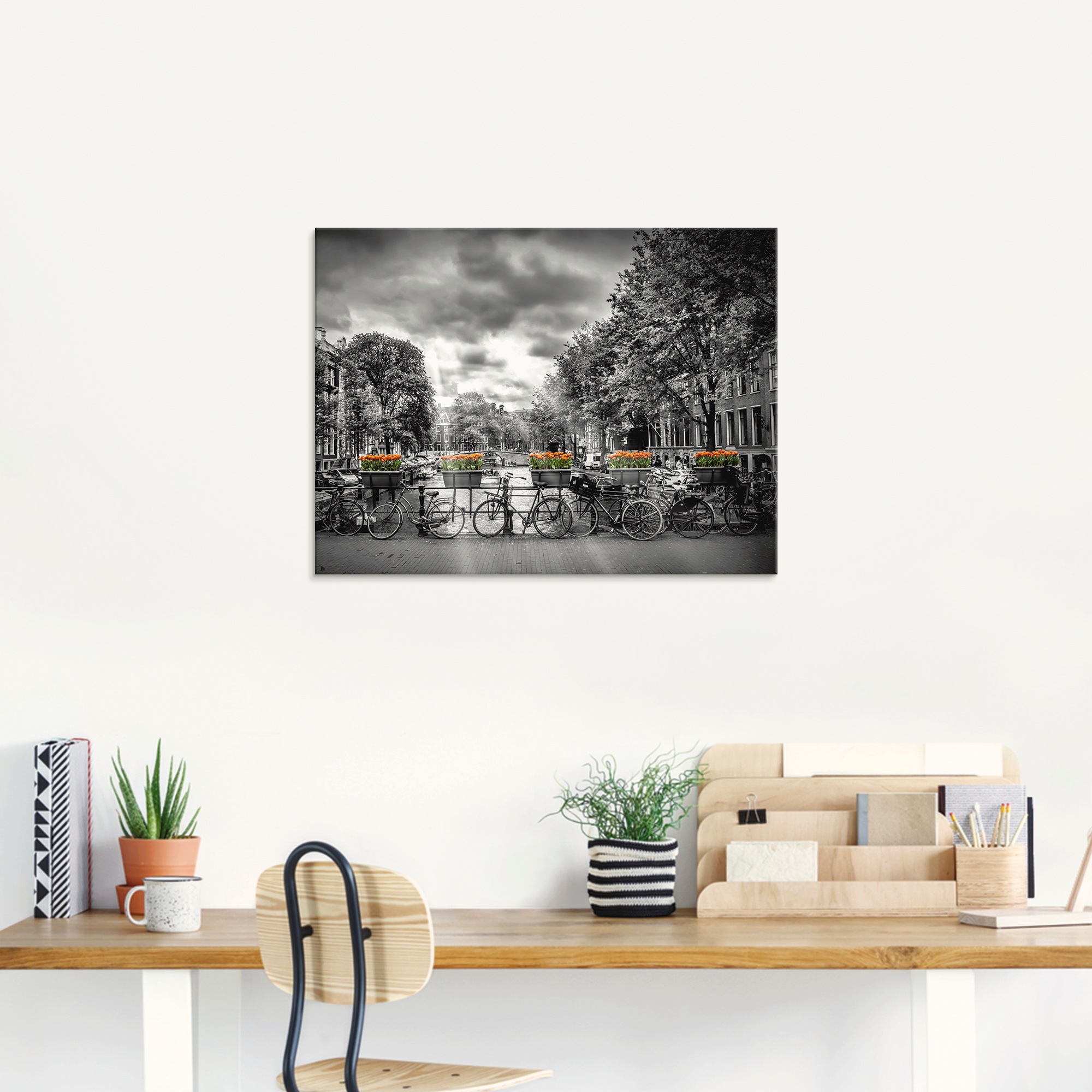 Artland Glasbild "Amsterdam Herengracht Sonnenstrahlen II", Fahrräder, (1 S günstig online kaufen