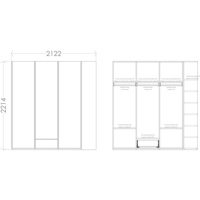 Müller SMALL LIVING Kleiderschrank »Modular Plus Variante 3«, geräumige  Schublade, Anbauregal links oder rechts montierbar | BAUR