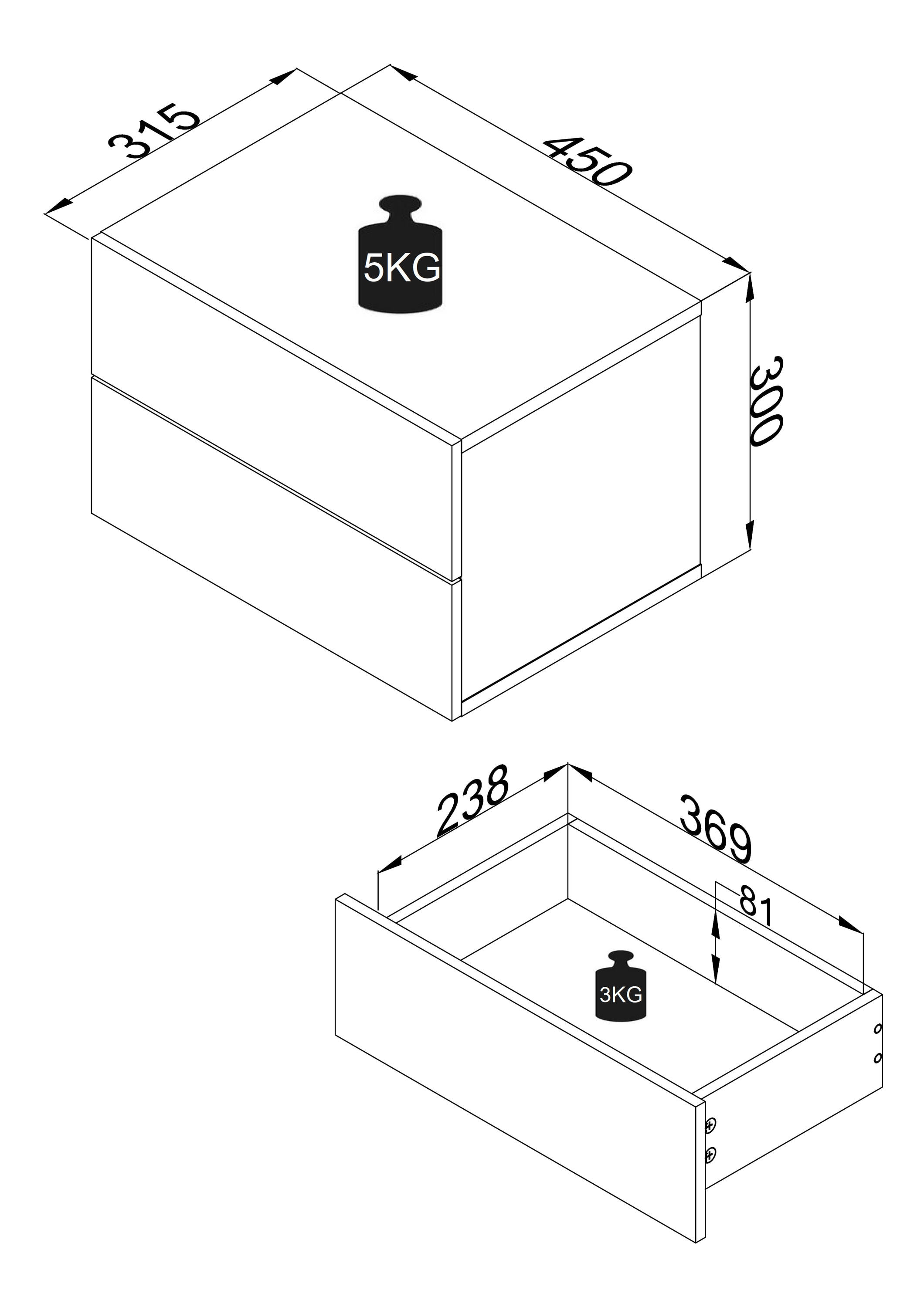 VCM Nachtkonsole »VCM Nachtschrank | Wandschublade | Wandboard | Nachttisch | Maße ca H. 30 x B. 45 x T. 32 cm - Usal L 45 cm«, (VCM Usal)
