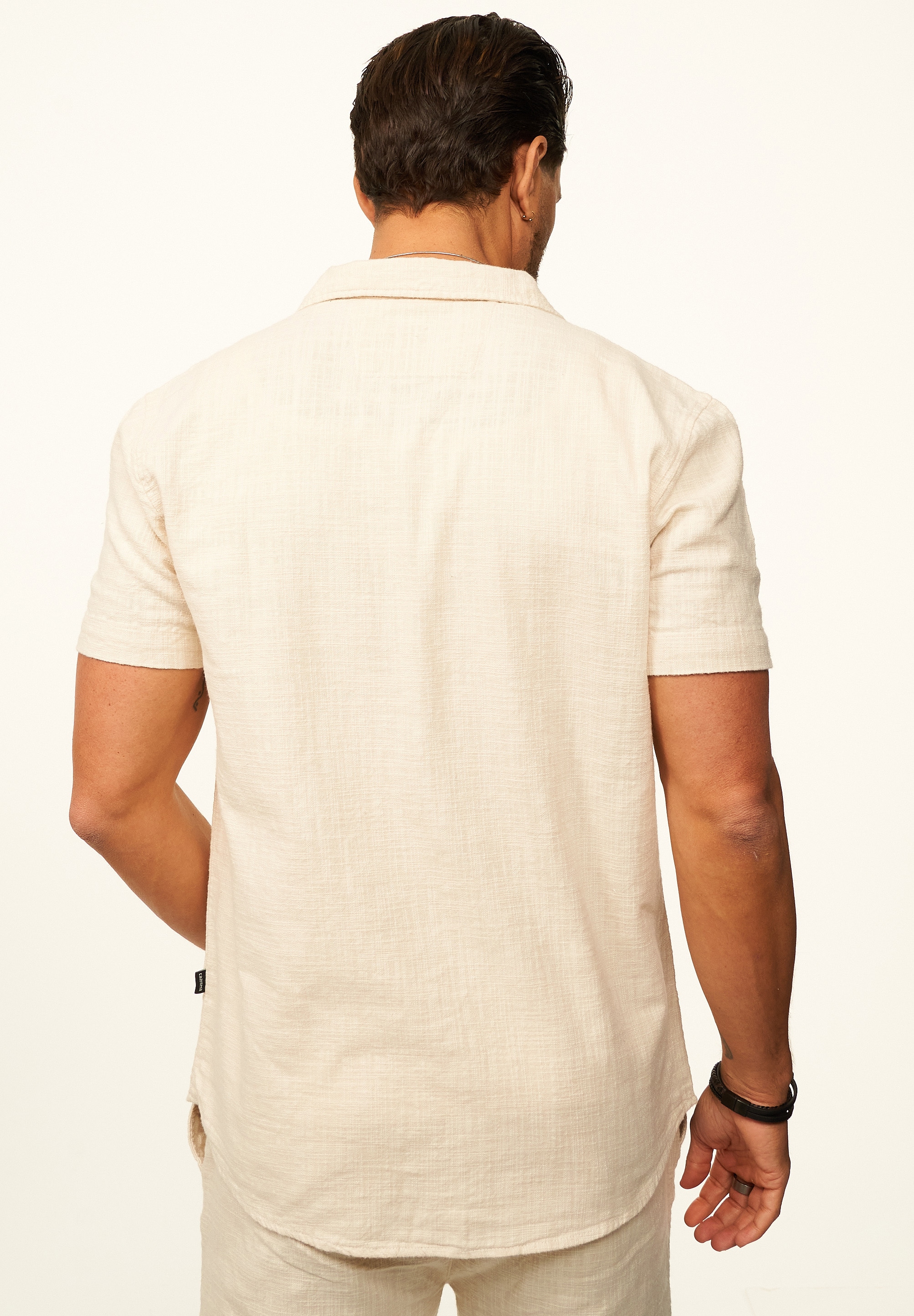 CARISMA Kurzarmhemd »in Leinen-Optik als lässiges Sommerhemd - Poloshirt für Herren« Herren Polohemd T-Shirt im Regular-Fit - Strandhemd