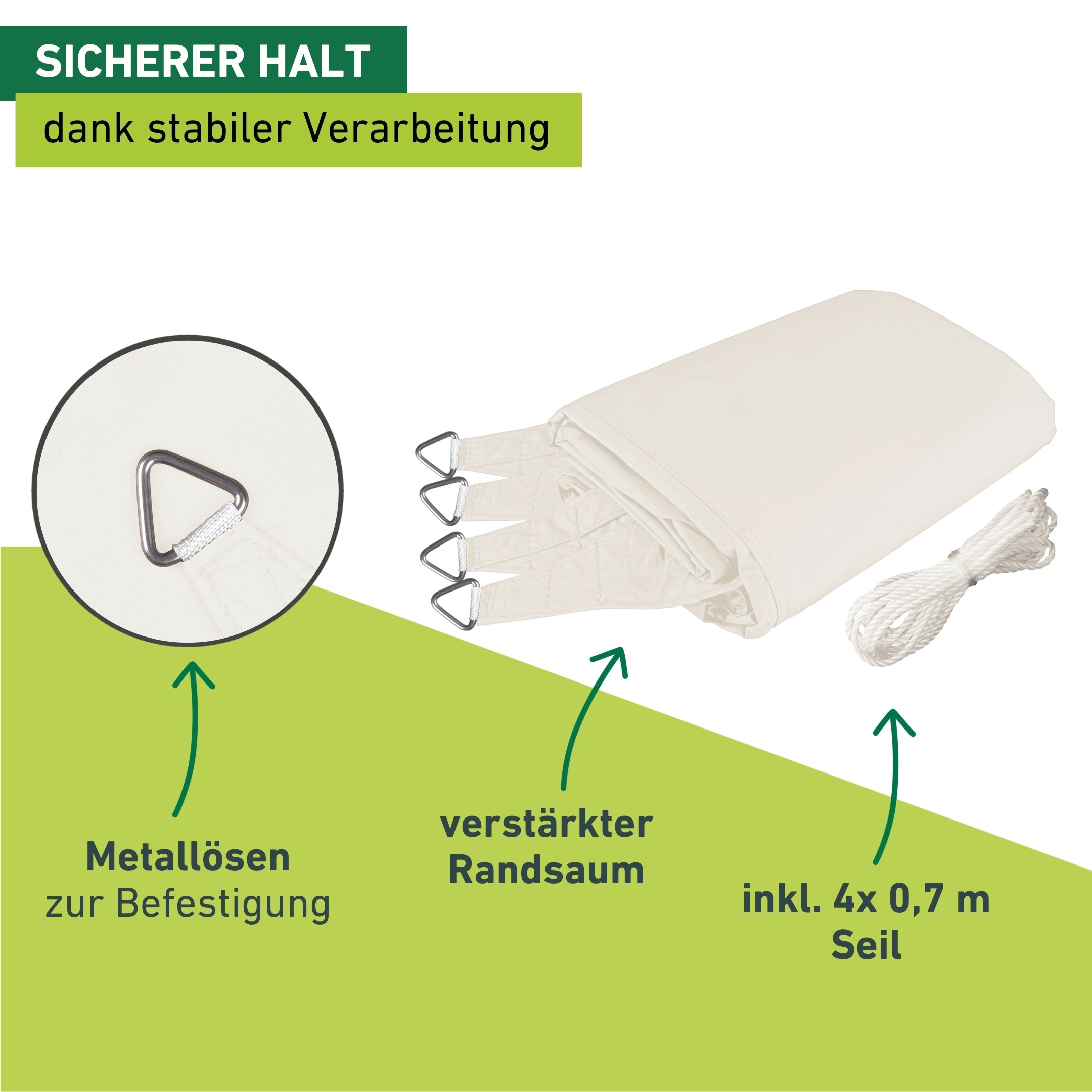 Windhager Sonnensegel »Cannes, Quadrat Segel zur Beschattung von Garten, Terrasse, Balkon« Sonnenschutz 4 x 4 m, erhältlich in anthrazit, grau, taupe oder weiß