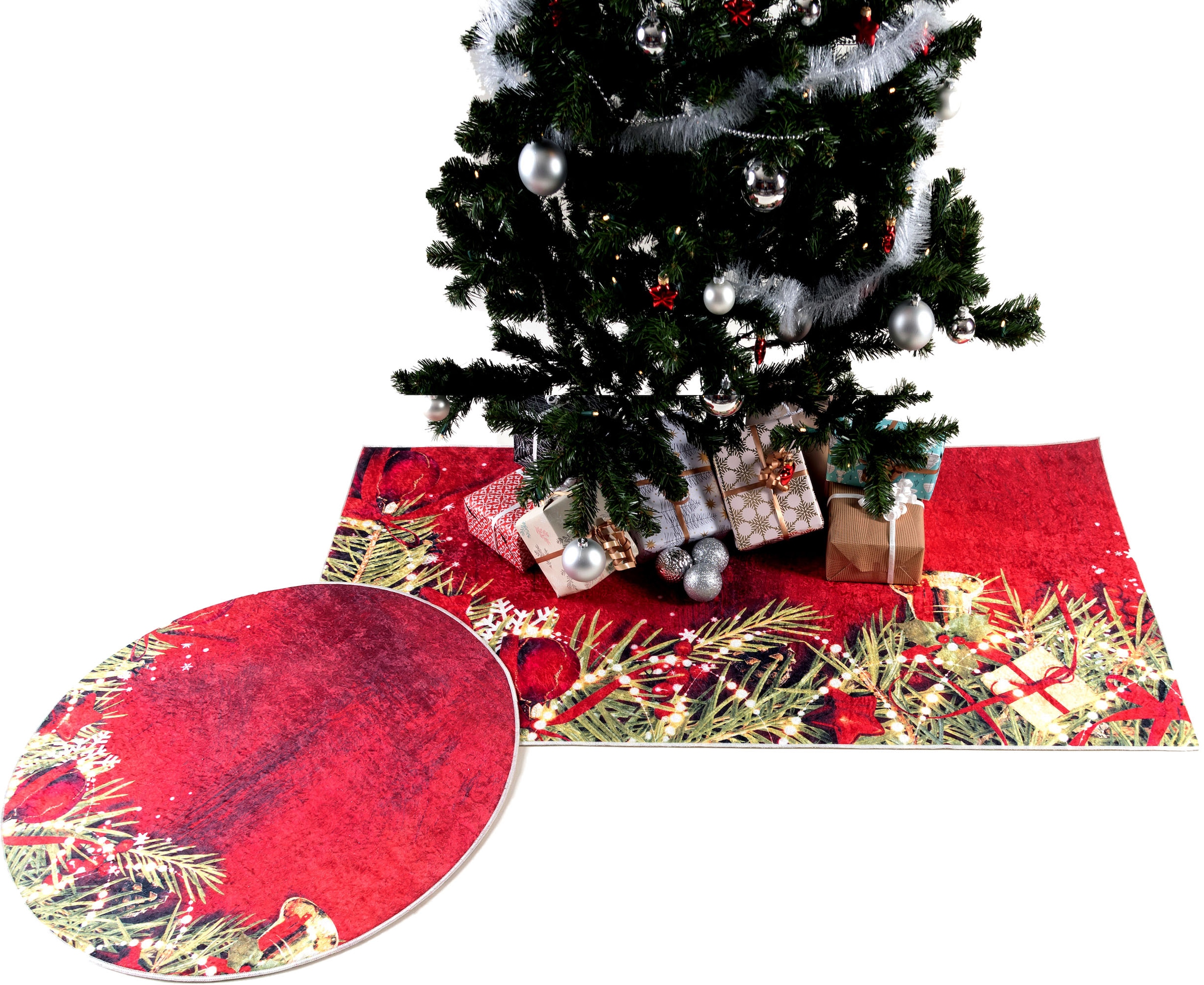 Sehrazat Teppich »Christmas Unterlage Weihnachten, BAUR 1225«, | auf Rechnung Weihnachtsbaum waschbar, rechteckig
