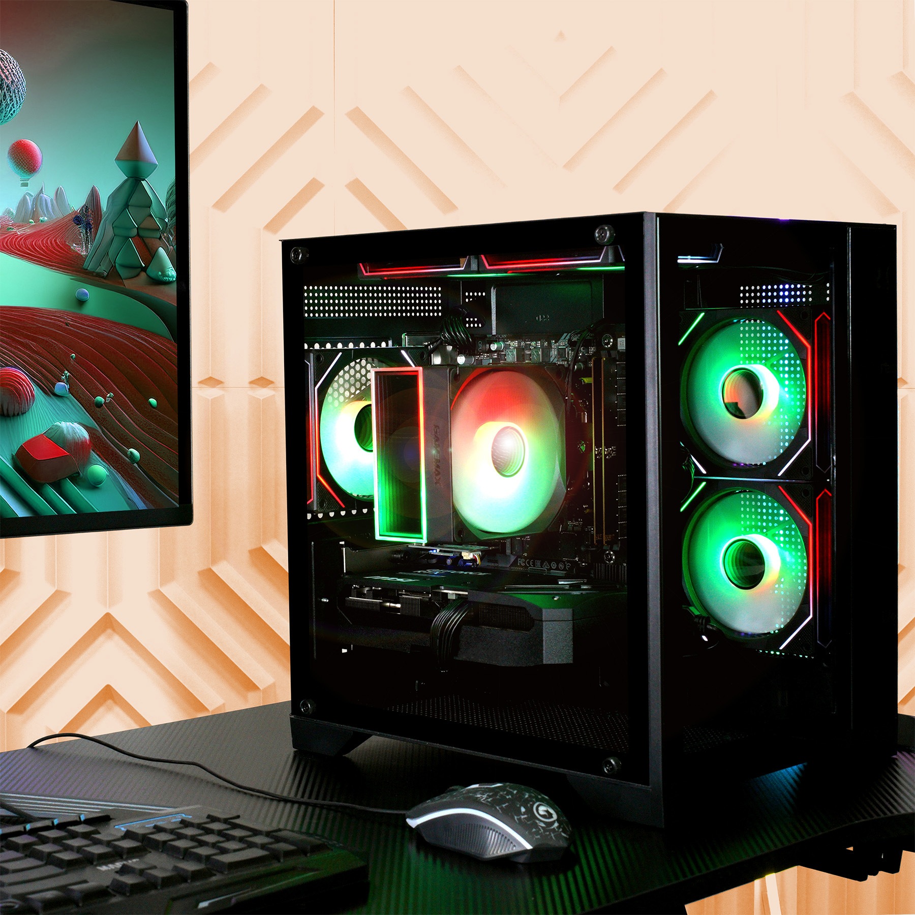 GAMEMAX Gaming-PC »Infinity Mini BK 7993 AMD Ryzen 5 7500F 16GB DDR5 1TB SSD RX 9070« Windows 11, DDR5 RAM