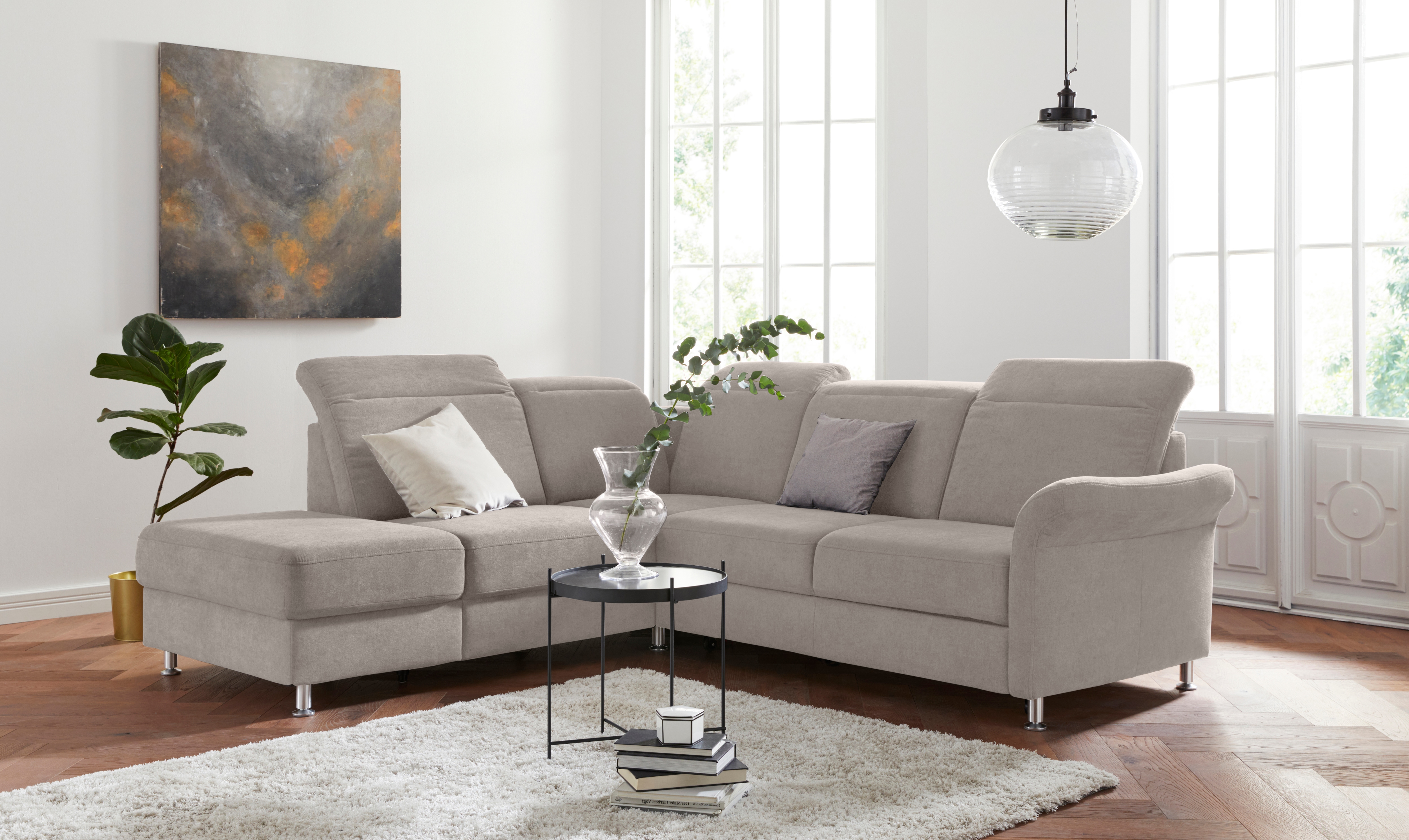 sit&more Ecksofa "Darwin L-Form" inklusive Federkern, wahlweise mit Kopfteilverstellung, Schlaffunktion