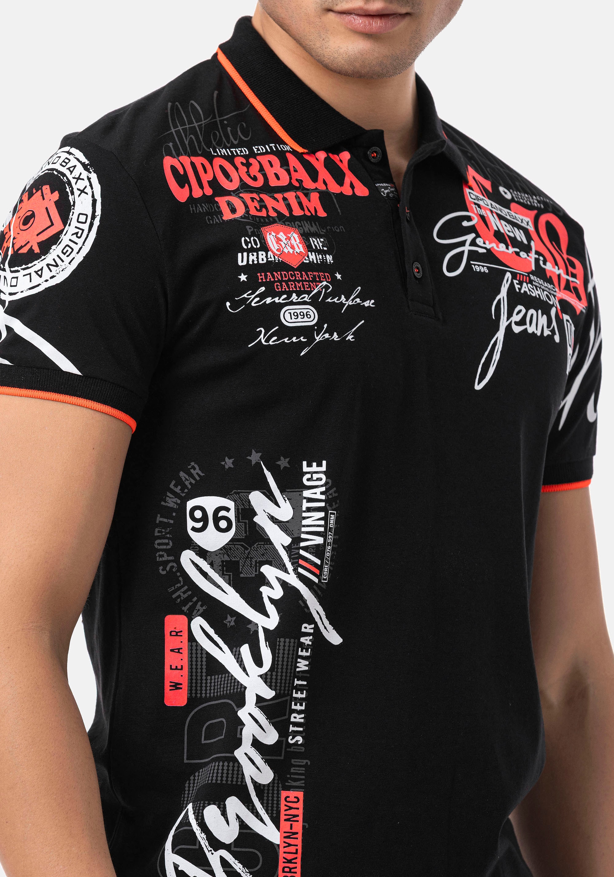Cipo & Baxx Poloshirt, mit markantem Print