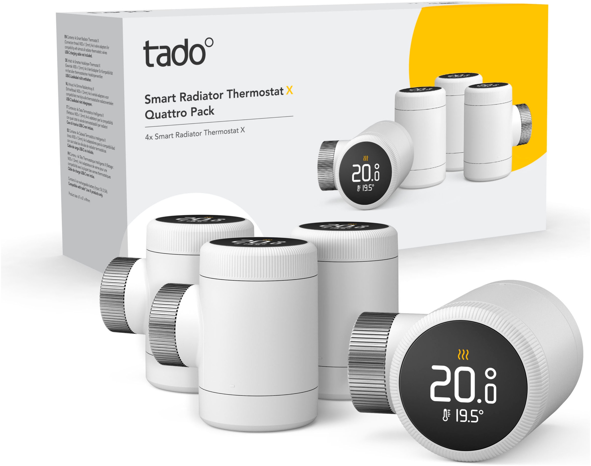 Tado Heizkörperthermostat »Smartes Heizkörper-Thermostat X - Quattro Pack«