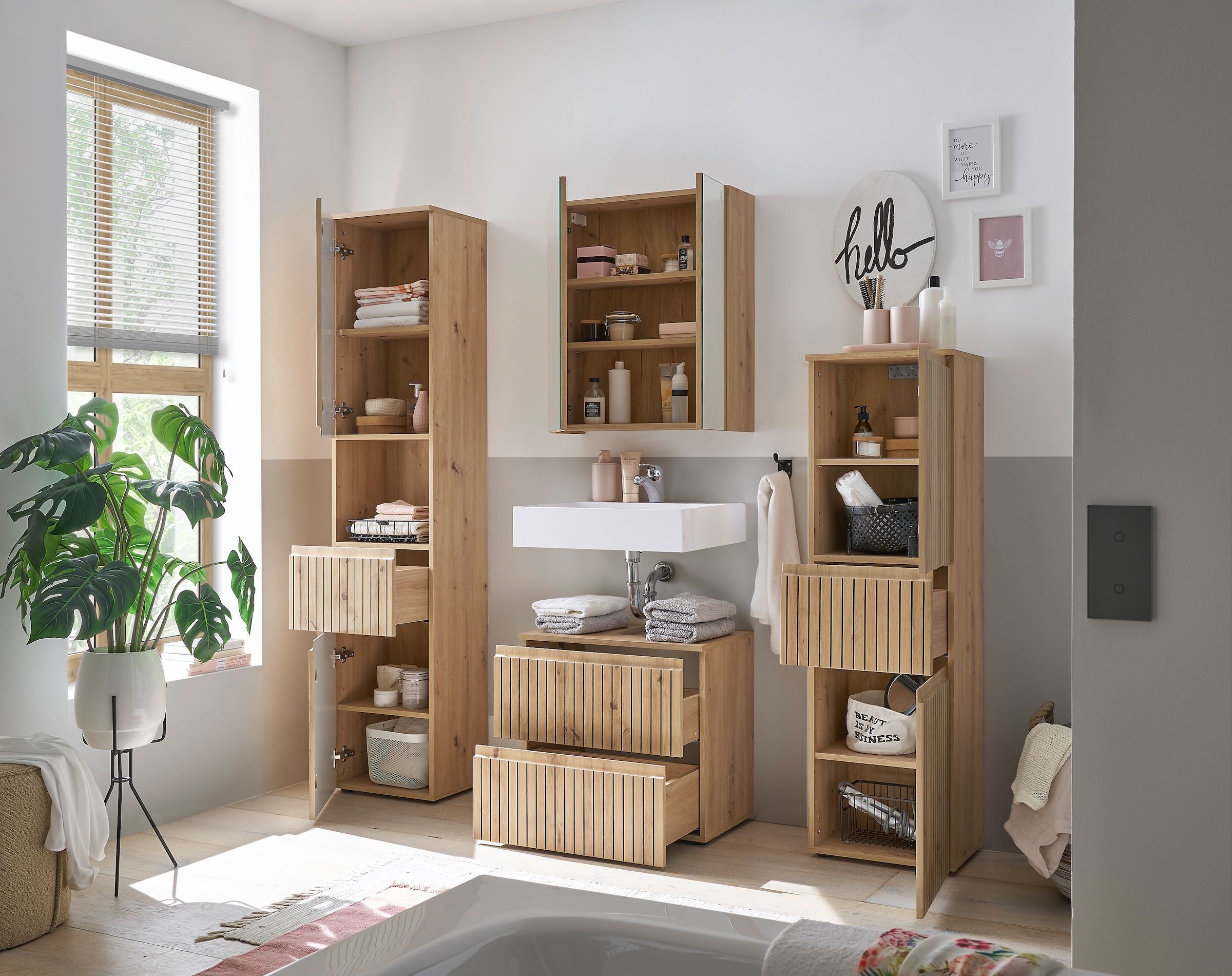 BASIC by Balculina Badmöbel-Set »Austin«, (4 St.), Gesamtbreite 200 cm, 4-tlg., Soft-Close-Funktion