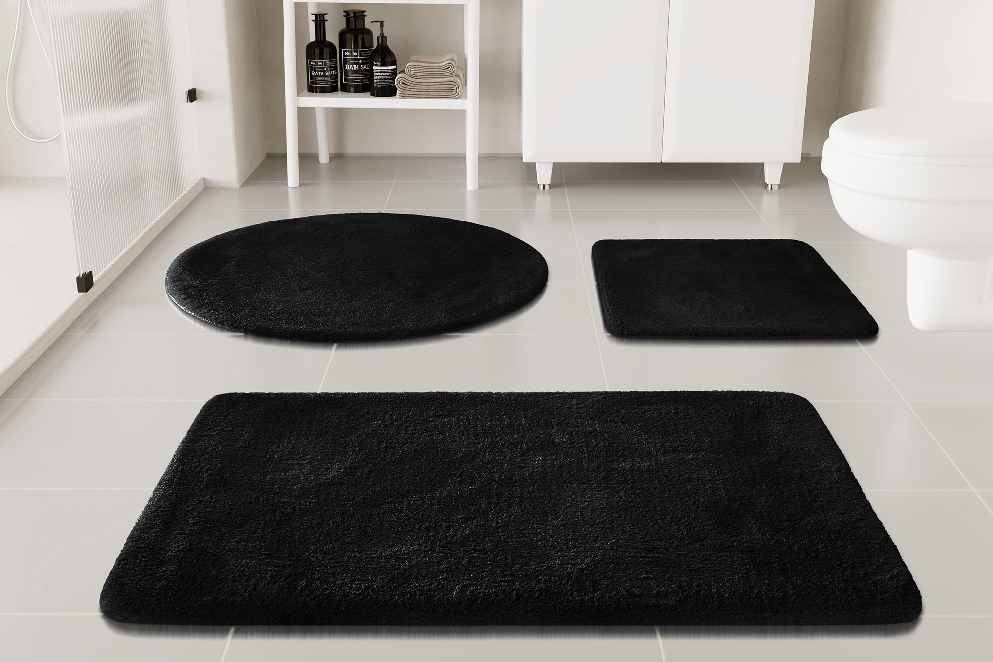 my home Badematte »Neele«, rutschhemmend beschichtet, schnell trocknend, Badteppich, getuftet, modern, Uni, antirutsch, flauschig, hochflor
