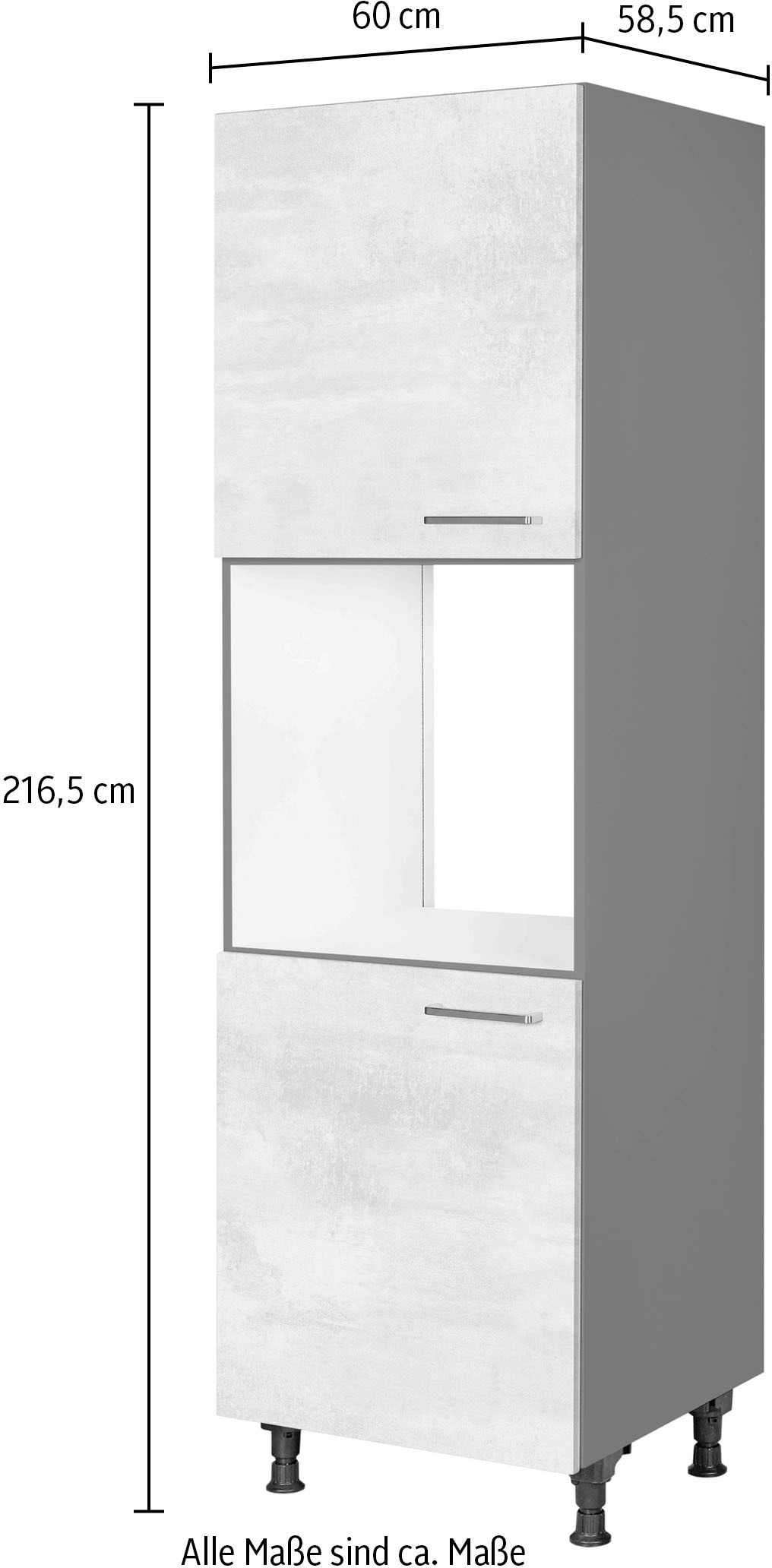 nobilia® Herdumbauschrank »"Riva", Ausrichtung wählbar, mit zwei zusätzlichen Türen,«, vormontiert, Breite/Höhe: 60/167,8 cm