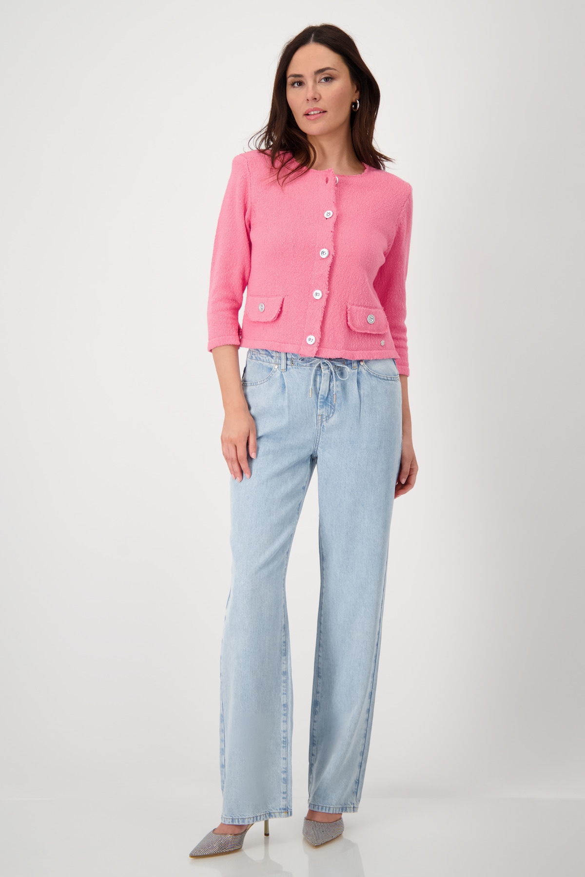 Monari Strickjacke »Jacke Basic Strick Flamme«, Mit Rundhalsausschnitt
