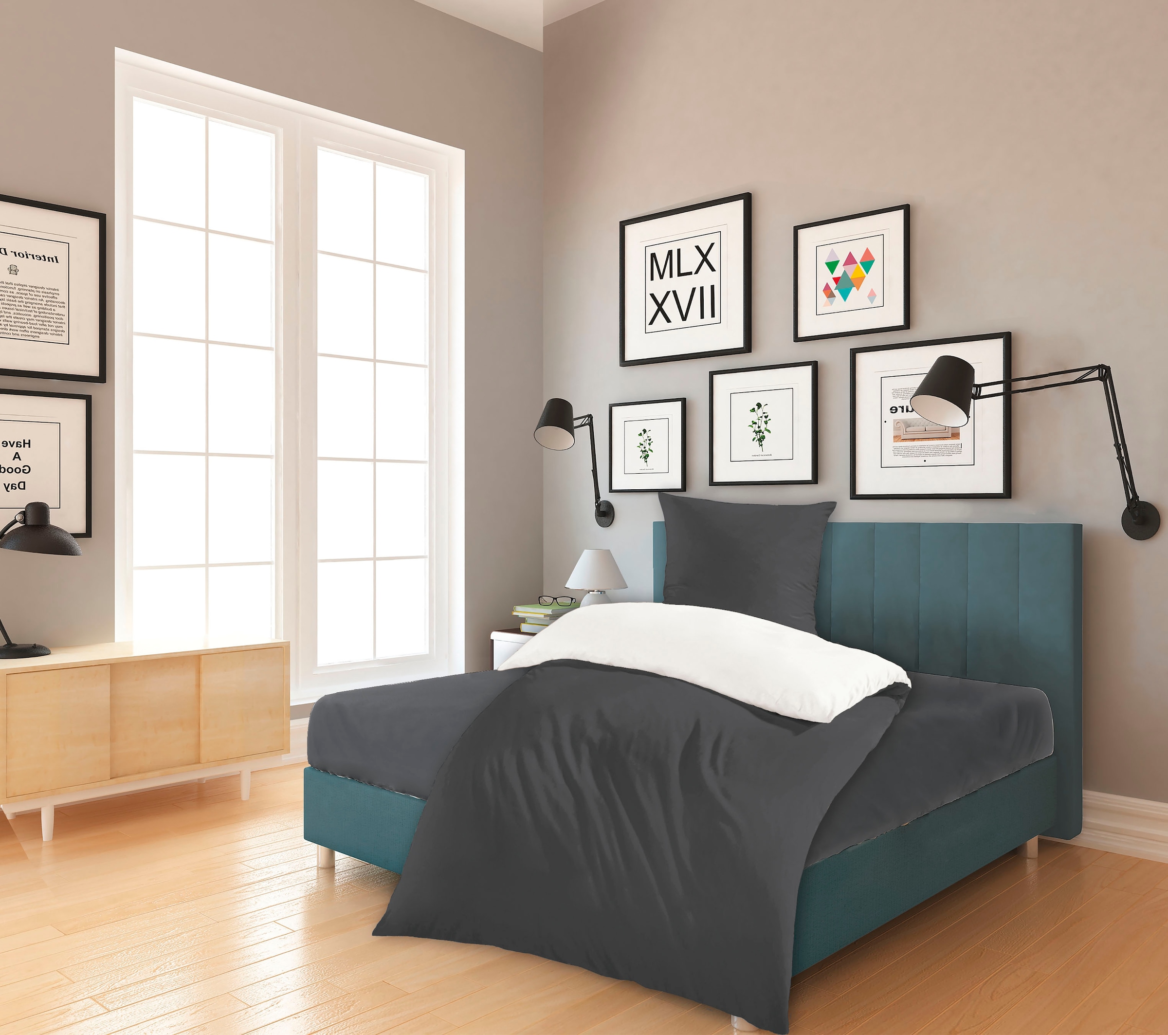 KiNZLER Wendebettwäsche "Wendebettwäsche Mikrofaser Flanell Bettwäsche "Cas günstig online kaufen