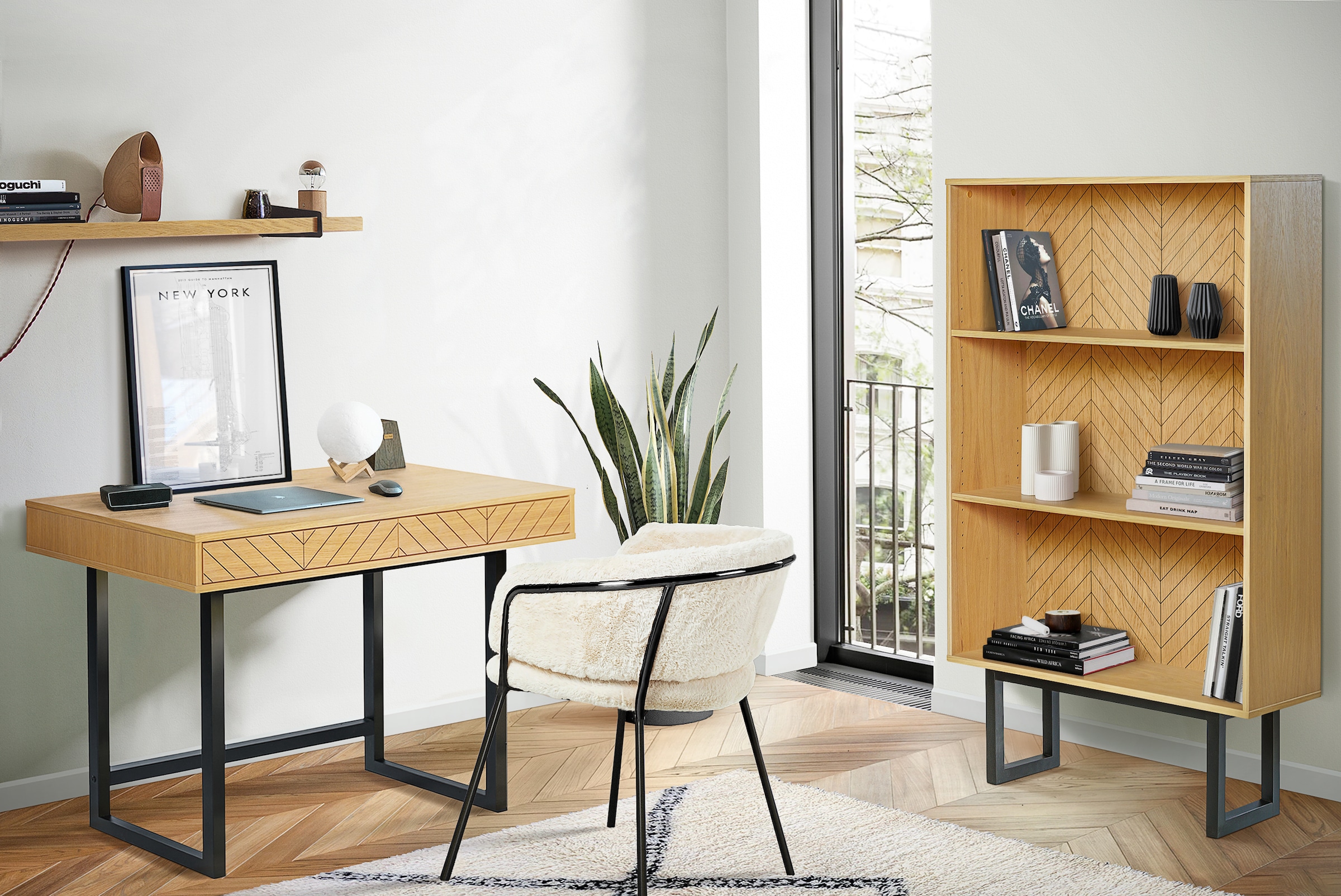 Woodman Schreibtisch »Camden«, skandinavisches Design, praktisch ausziehbar mit Push-to-Open-Funktion