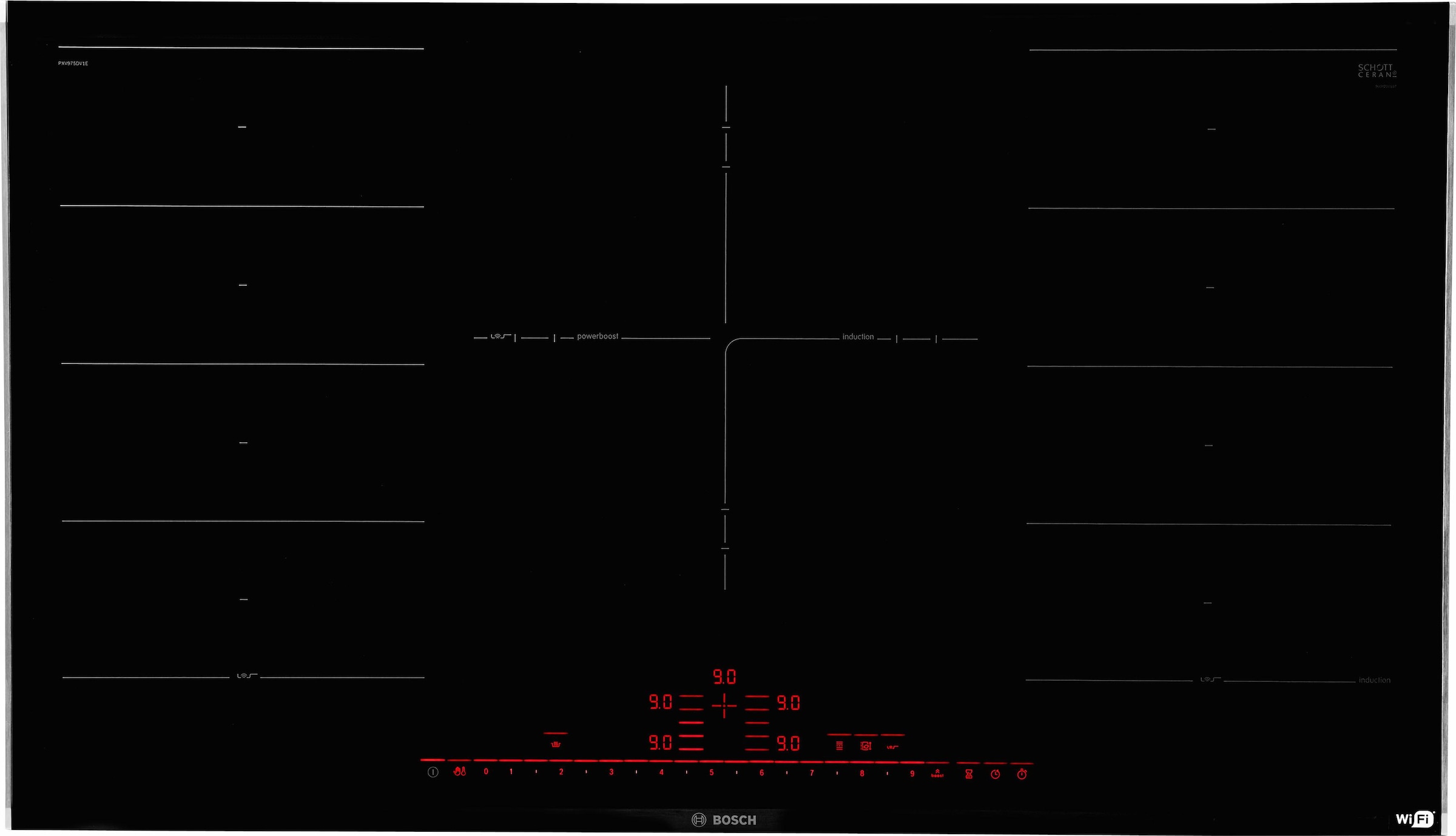 BOSCH Flex-Induktions-Kochfeld von SCHOTT CERAN, PXV975DV1E, mit DirectSelect Premium