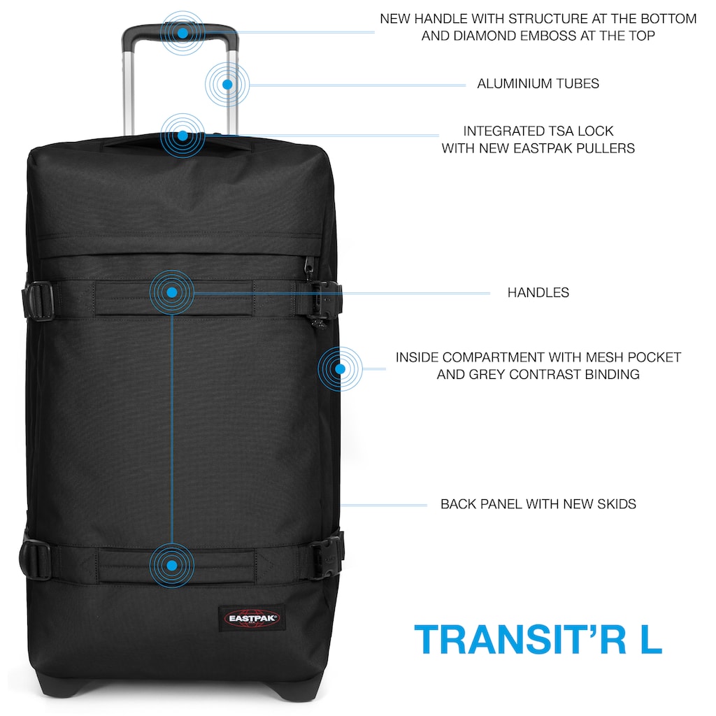 Eastpak Weichgepäck-Trolley »TRANSIT'R L«, 2 Rollen, Reisegepäck Aufgabegepäck Reisekoffer mit TSA Schloss