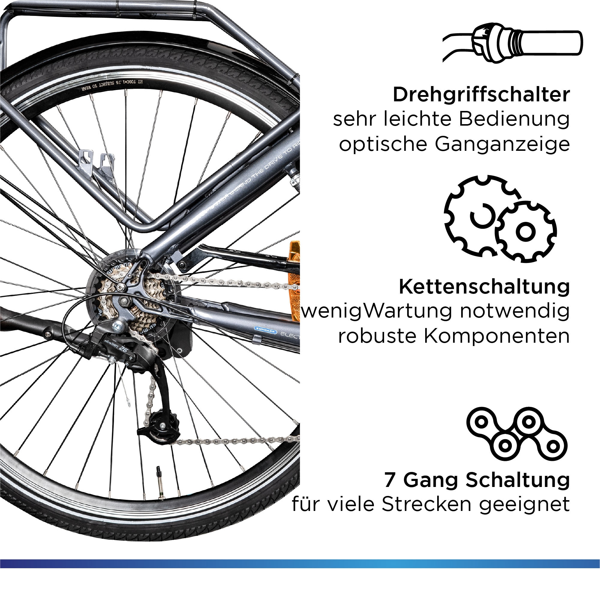 Zündapp E-Bike »Z901«, 7 Gang, Shimano, Tourney RD-TY300, Mittelmotor 250 W, Pedelec, Elektrofahrrad für Damen u. Herren