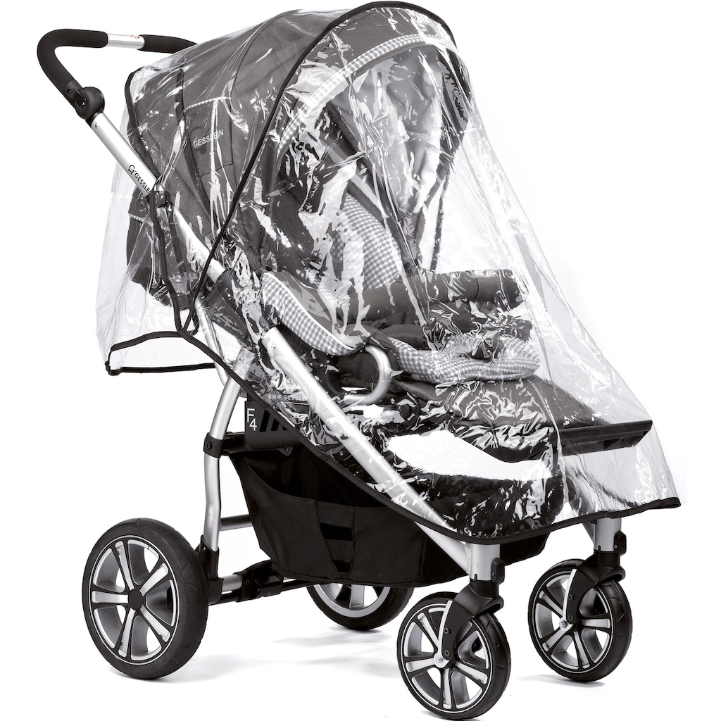 Gesslein Kombi-Kinderwagen »F4 Air+, schwarz/tabak, grau meliert/Sterne grau«, mit Tragetasche C2 Compact & Handbremse