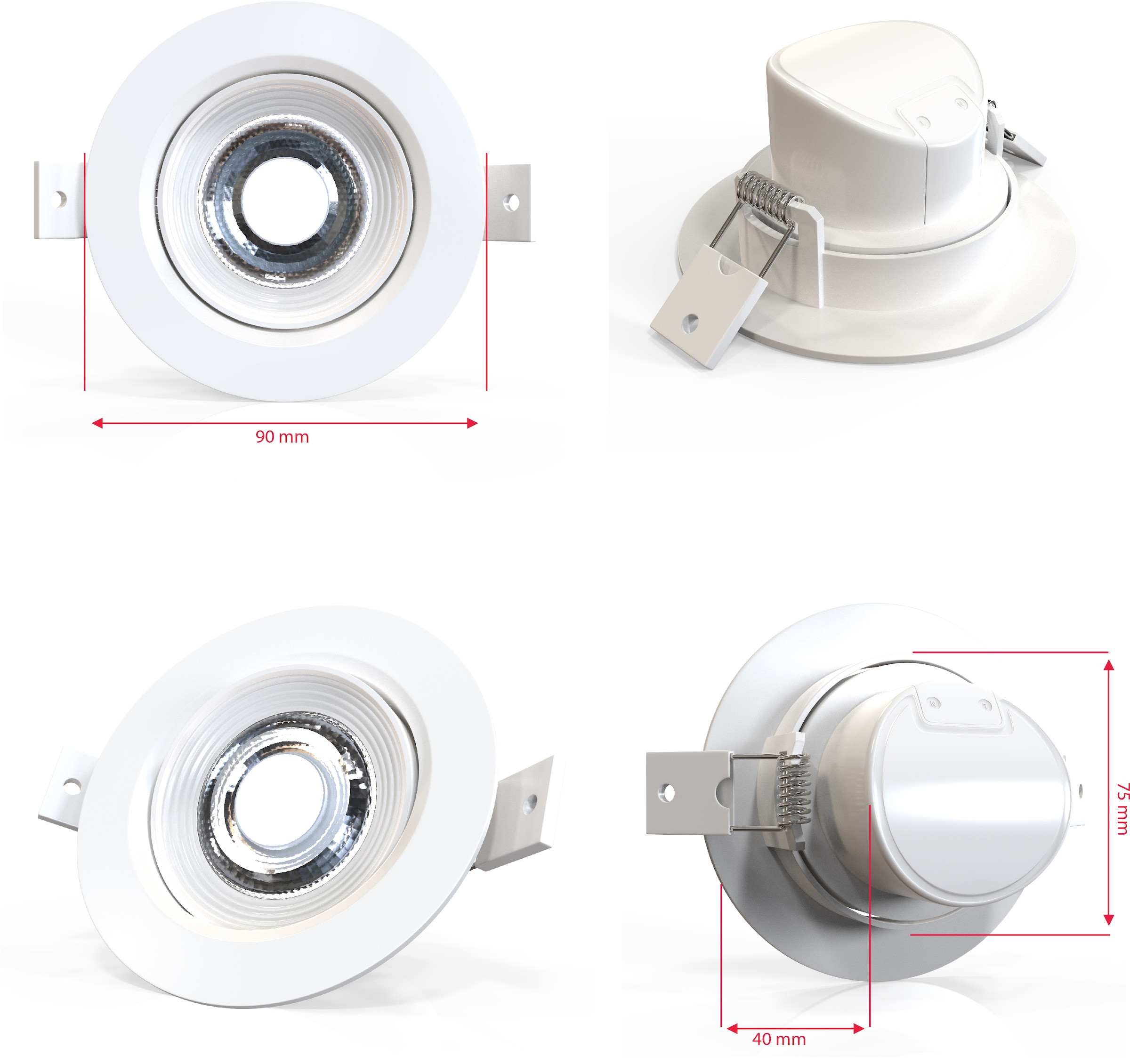 B.K.Licht LED Einbauleuchte »Alcor«, 5 5W BAUR Spots, 90mm 350lm | LED flach, flammig-flammig, inkl. Deckenleuchte, Einbaustrahler