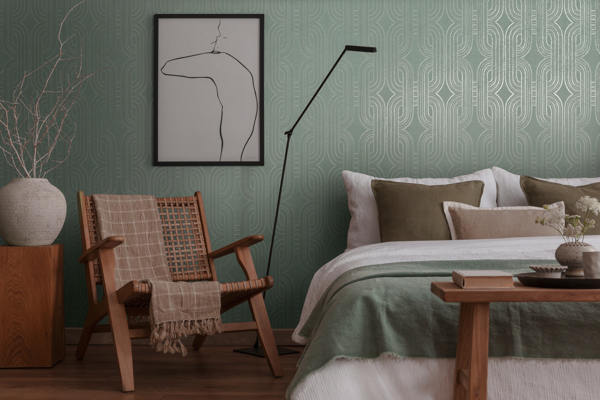 A.S. Création Vliestapete »French Affair Grafik-Tapete -Effekt Mustertapete Struktur Kunst«, leicht glänzend, Vliestapete geometrisch für Schlafzimmer Küche Wohnzimmer Grafik Flur