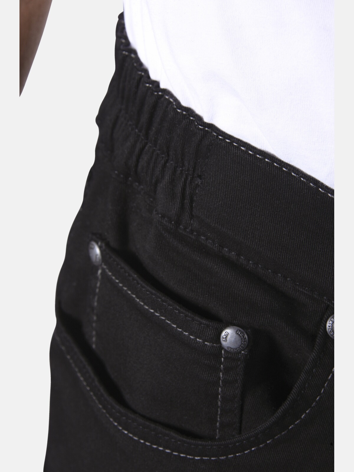 5-Pocket-Hose JAN VANDERSTORM "Tiefbundhose SKANNI", Herren, Gr. 70, N-Gr, schwarz, Obermaterial: 97% Baumwolle CO. 3% Elasthan EL., Hosen 5-Pocket-Hose 3