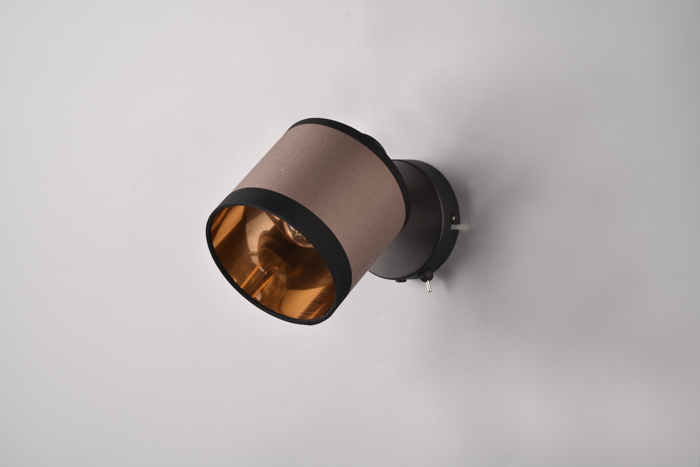 REALITY Leuchten Wandstrahler »DAVOS, Spot 1-flammig exkl 1xE14 max 10W mit Kippschalter Stoffschirm«, 1 flammig, Leuchtmittel E14 | Leuchtmittel wechselbar, Wandspot Stoffschirm zweifarbig Schalter On/Off Ø 12cm Höhe 21cm