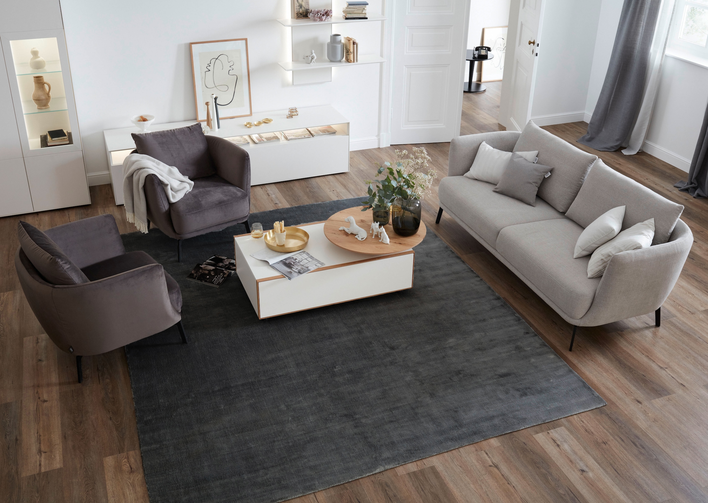 SCHÖNER WOHNEN-Kollektion Teppich »Aura« rechteckig 15 mm Höhe seidige Viskose, Wohnzimmer