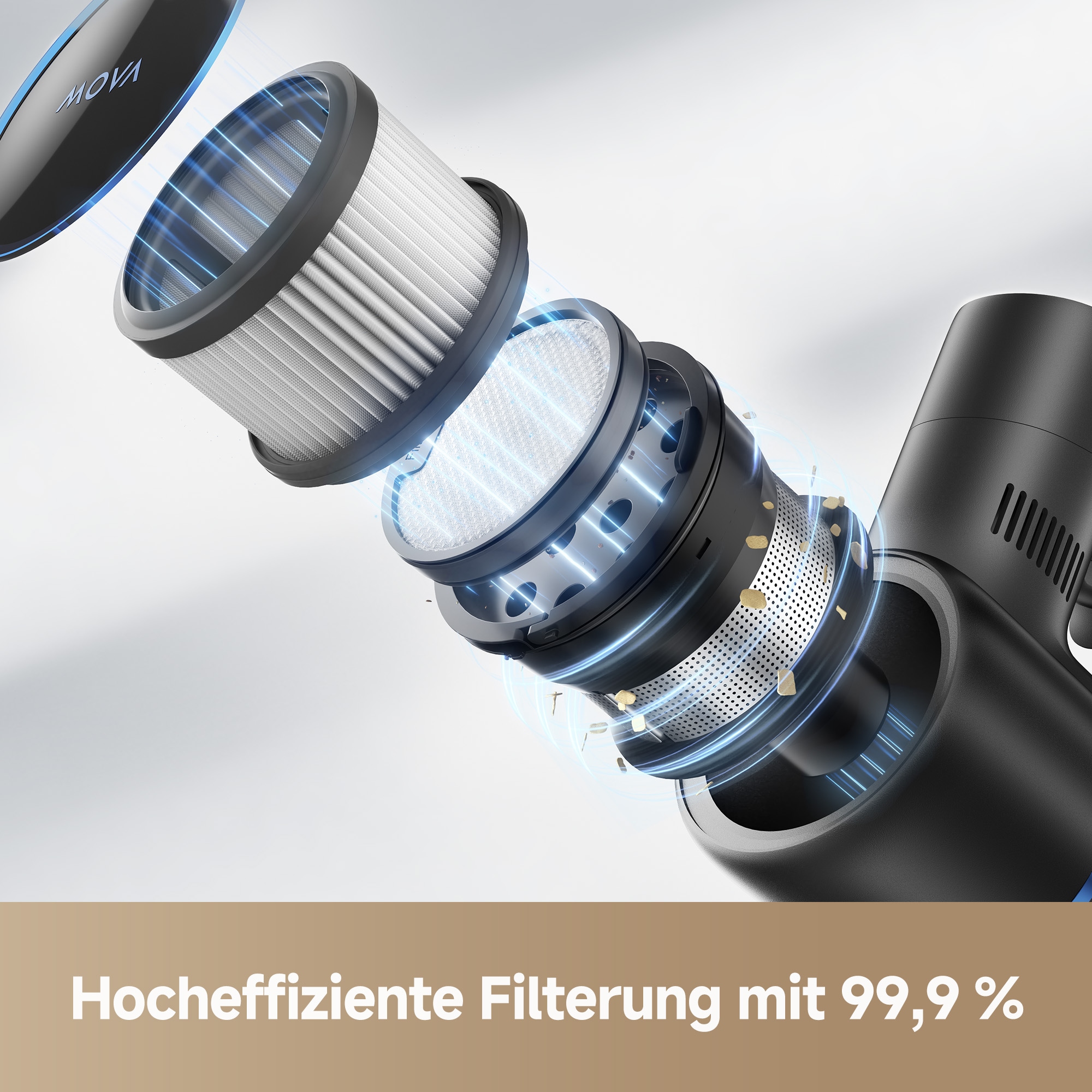 Mova Akku-Bodenstaubsauger »Mova S4 Detect, Kabelloser Vacuumsauger«, 20.000Pa Saugleistung/ Bürste mit LED-Leuchten/ Vielseitige Aufsätze