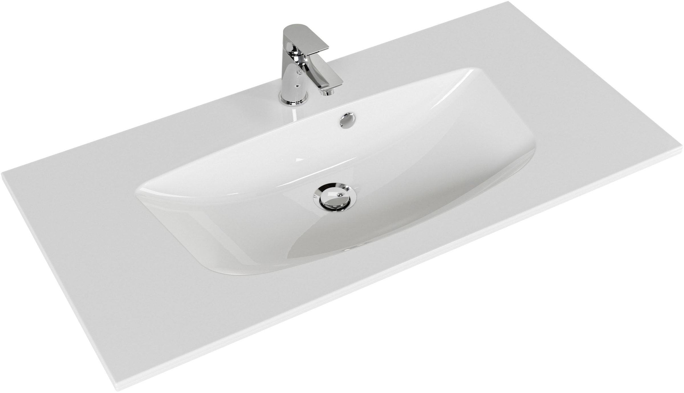 Saphir Badmöbel-Set »Serie 6025 2-teilig Mineralmarmor-Waschtisch mit LED-Spiegelschrank« 2 Stk. tlg.