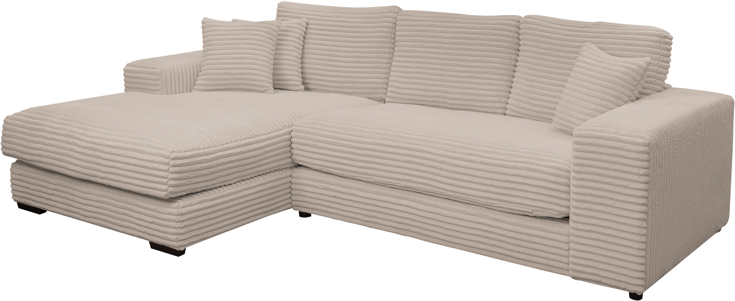 WERK2 Ecksofa »Eden modern und zeitlos, geschmackvolles Sofa, Breite 286cm, L-Form«, Design Ecksofa in Cord mit besonders weichem Sitzkomfort