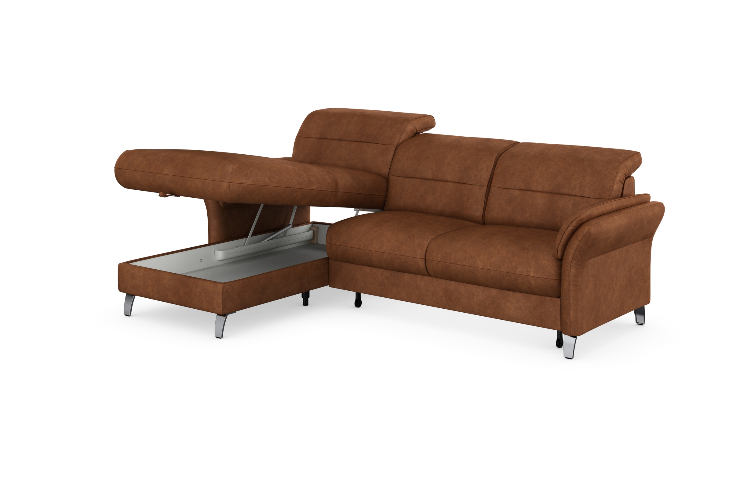 sit&more Ecksofa »Grenoble L-Form mit Federkern«, wahlweise mit Bettfunktion, Bettkasten, Arm- und Kopfteilverstellung
