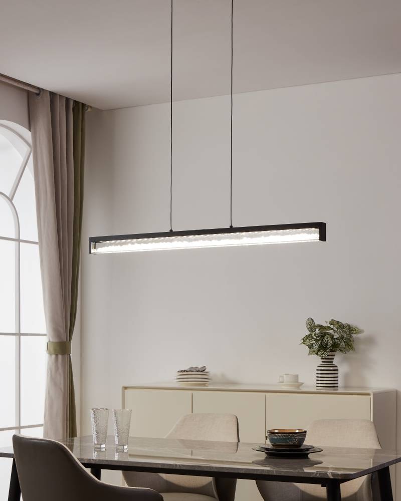 EGLO Hängeleuchte »CARDITO 1«, 6 flammig, Leuchtmittel LED-Modul | LED fest integriert, Pendelleuchte, Metall in Schwarz mit klaren Glas-Kristallen, dimmbar