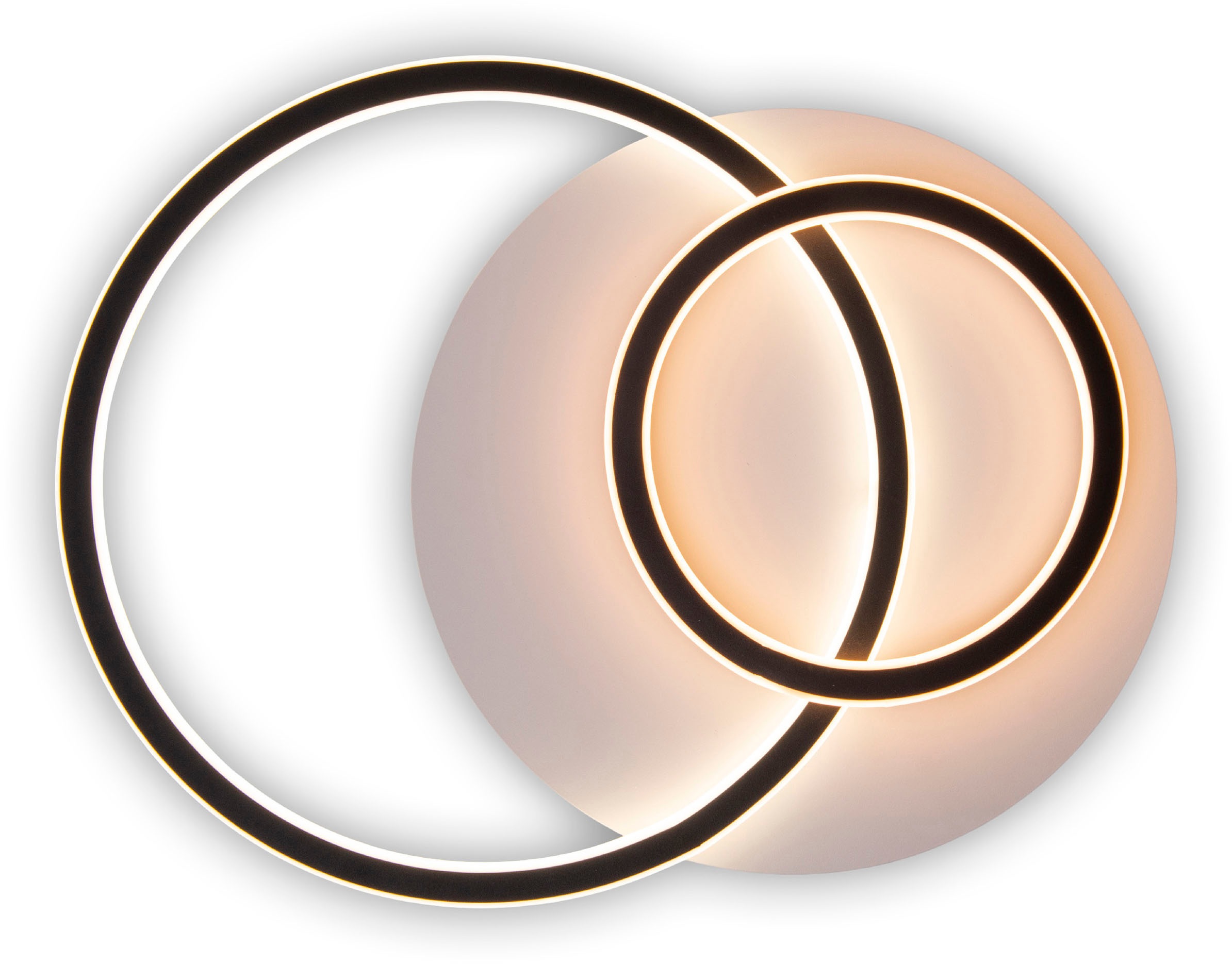 näve LED Deckenleuchte »Kirk«, 2 flammig, Leuchtmittel LED-Modul | LED fest integriert, Materialmix in drei unterschiedlichen Kreisformen, warmweißes Licht