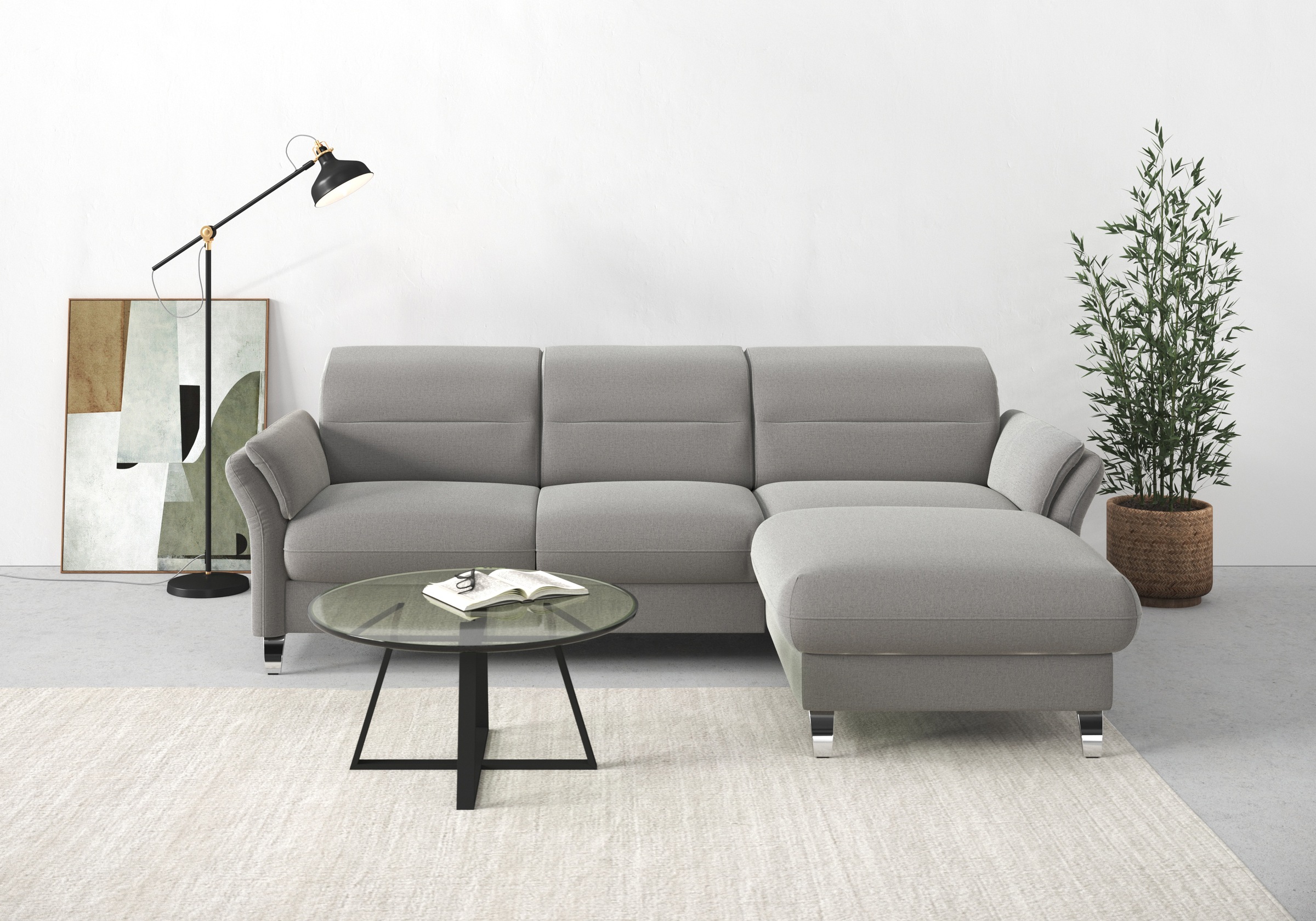 sit&more Ecksofa »Grenoble L-Form mit Federkern«, wahlweise mit Bettfunktion, Bettkasten, Arm- und Kopfteilverstellung