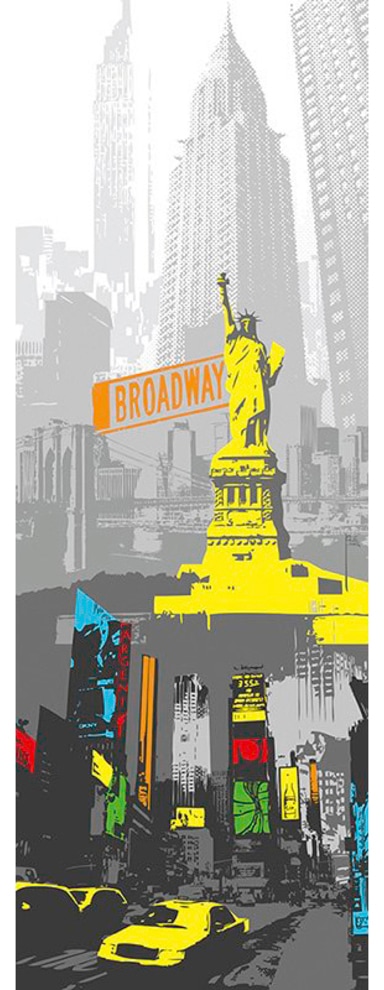 Architects Paper Fototapete "New York", Grafik Tapete New York Panel 1,00m x 2,80m Grau Bunt